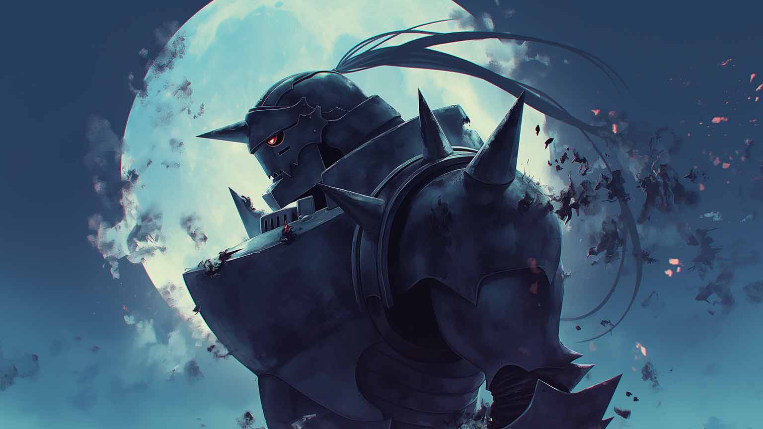 Fullmetal Alchemist Alphonse Elric with Moon Desktop Wallpaper