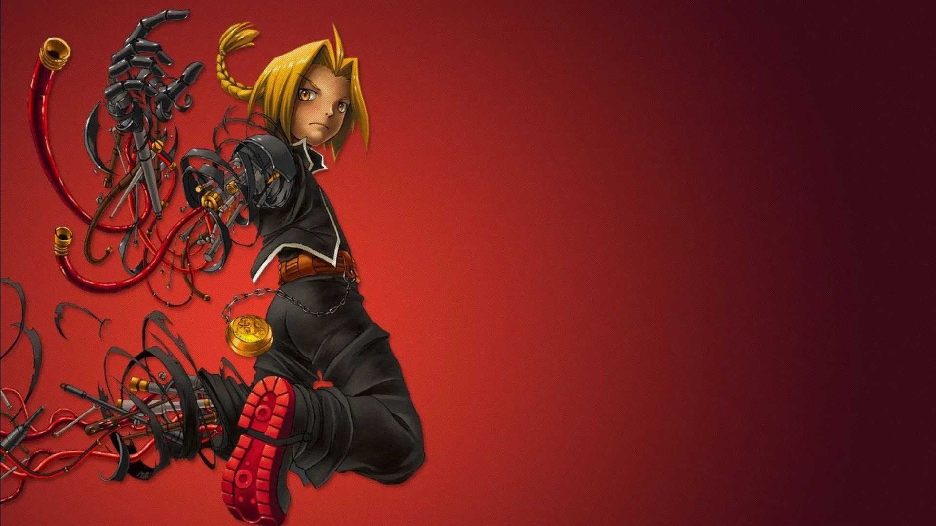 Anime Fullmetal Alchemist, red background Desktop wallpaper 1920x1080