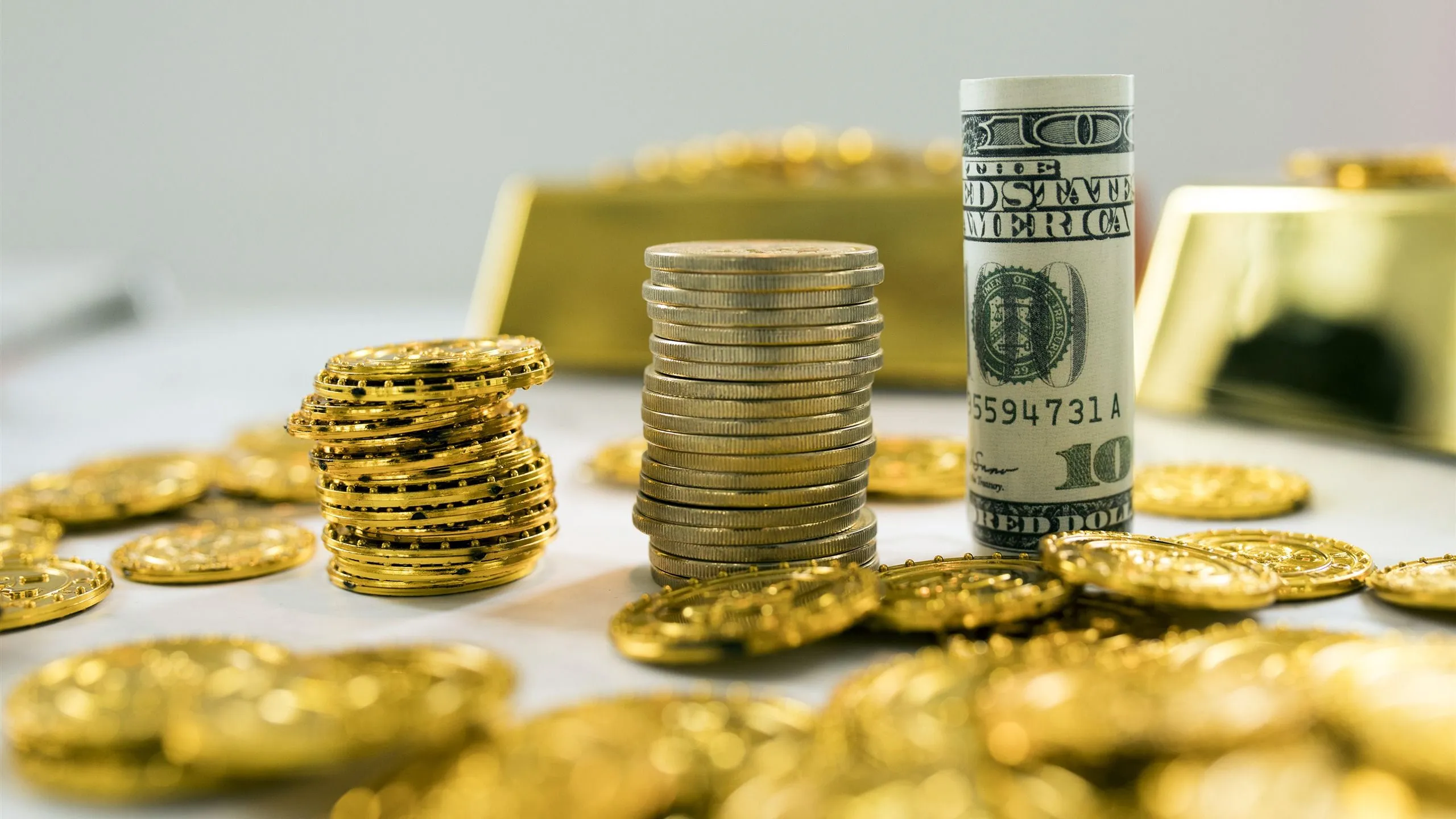 Gold coin dollar banknote currency finance