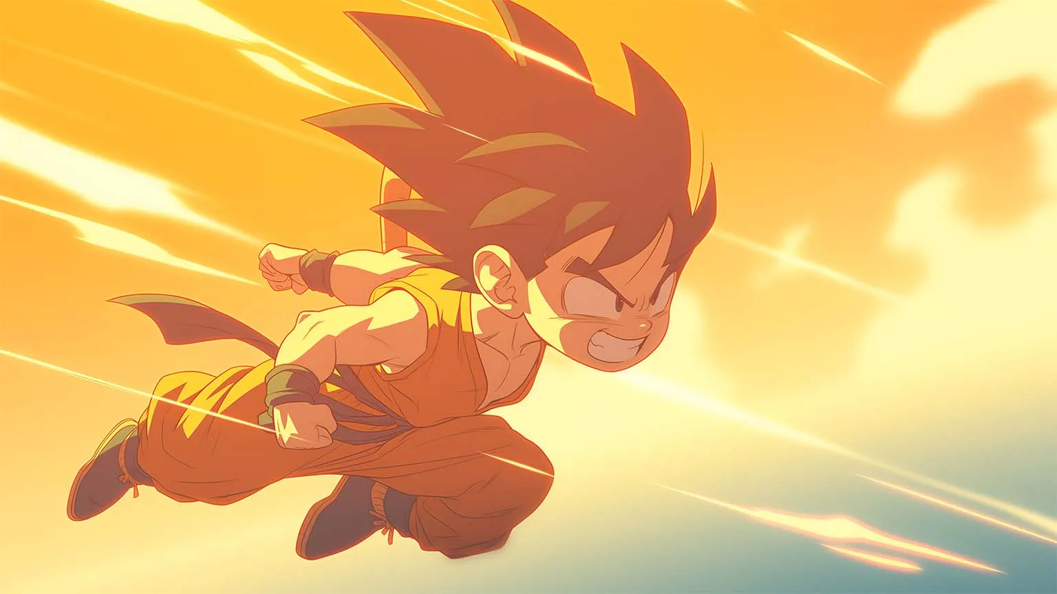 Chibi Goku Determined Desktop Wallpaper in HD & 4K