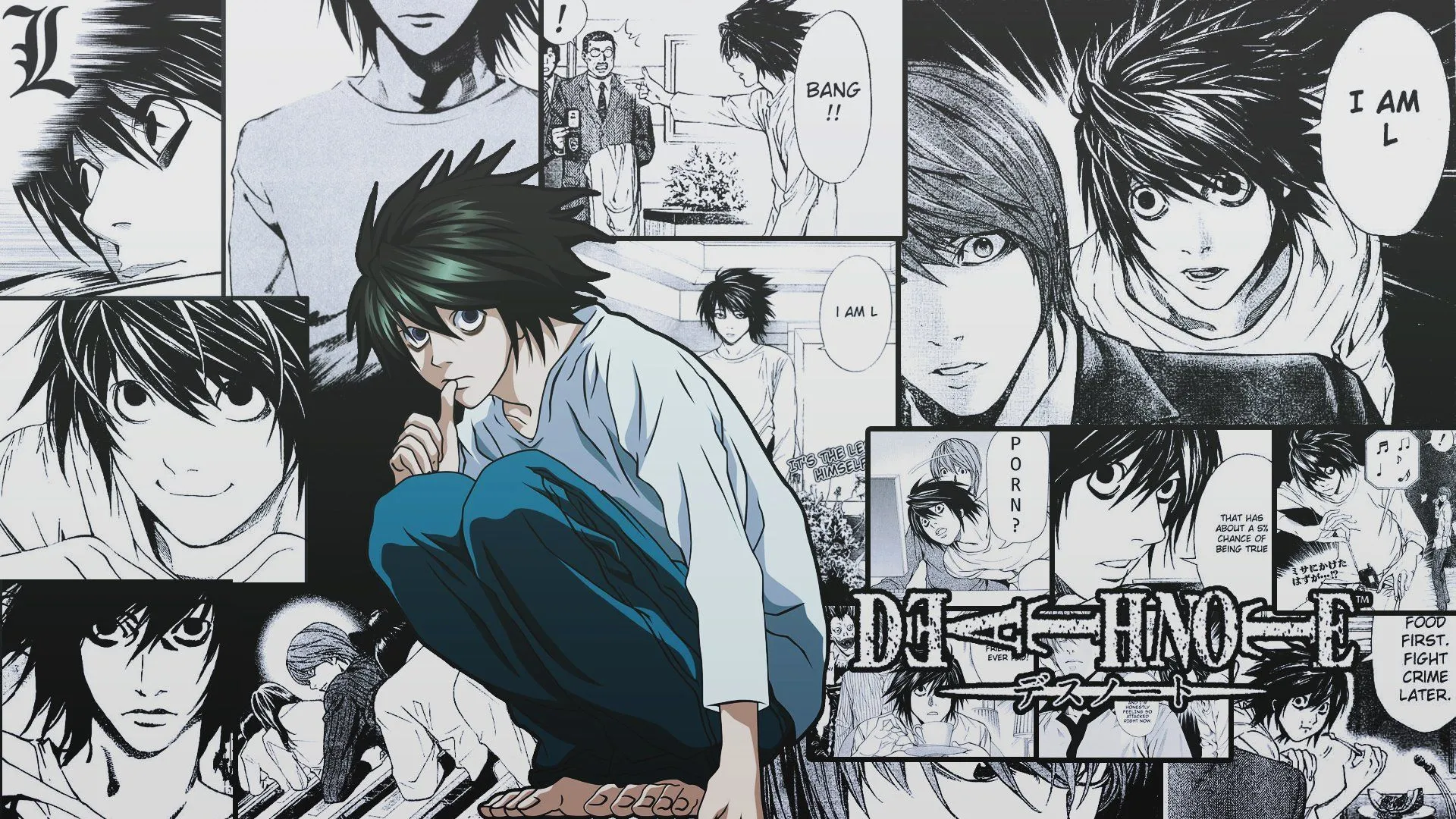 HD Wallpaper: L from Death Note in Striking Anime Art