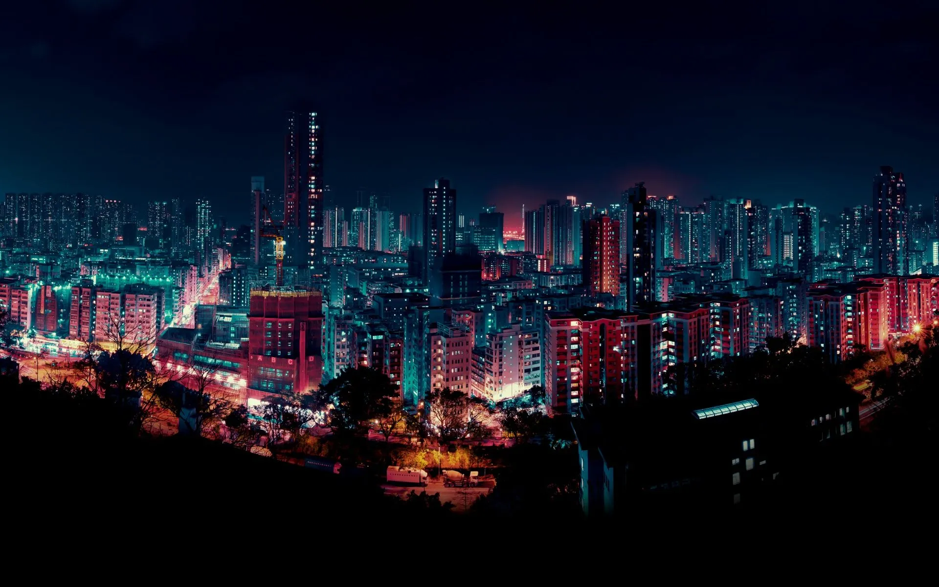 Cityscape Wallpaper 4K, Night, Buildings, City lights
