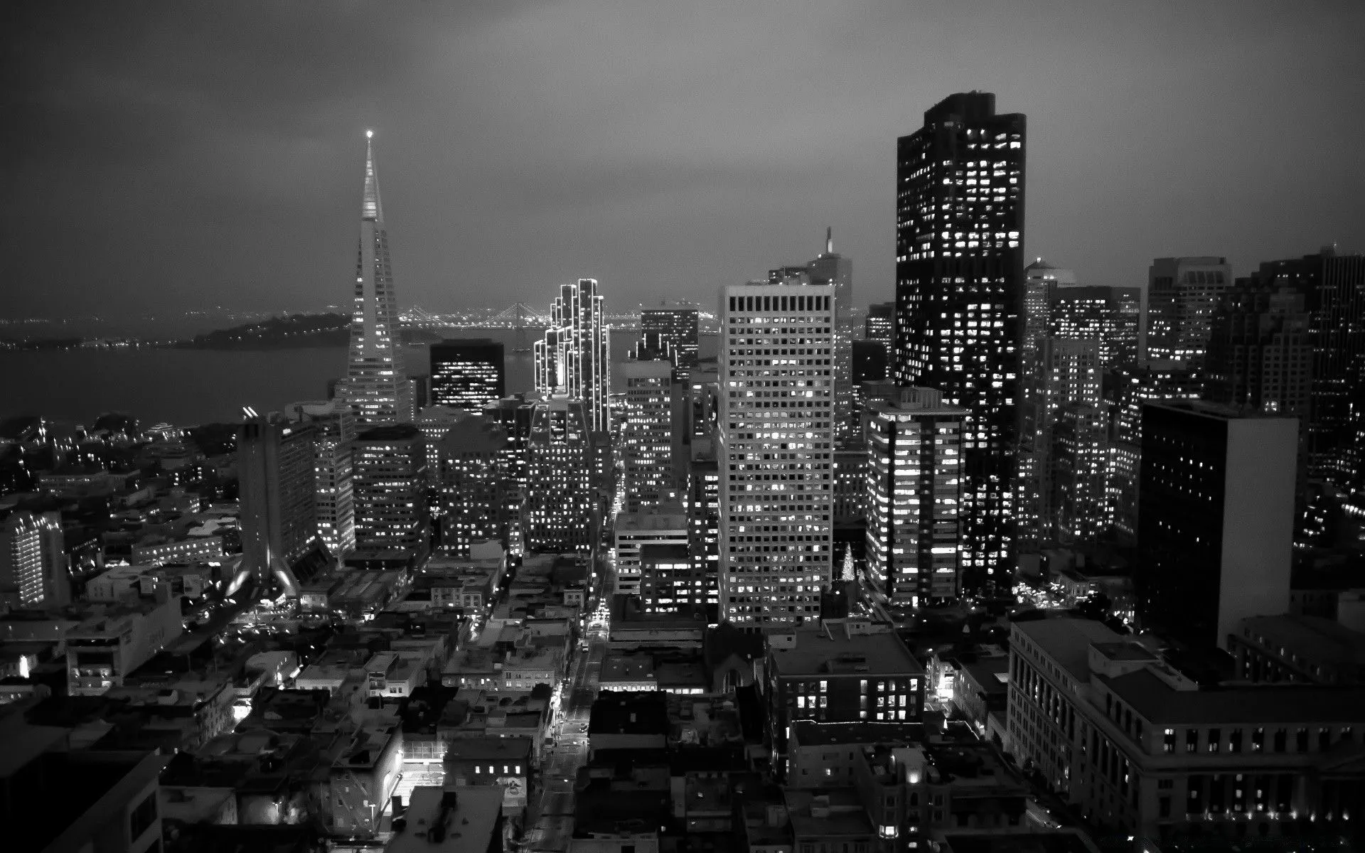 The beauty of the night city in black and white