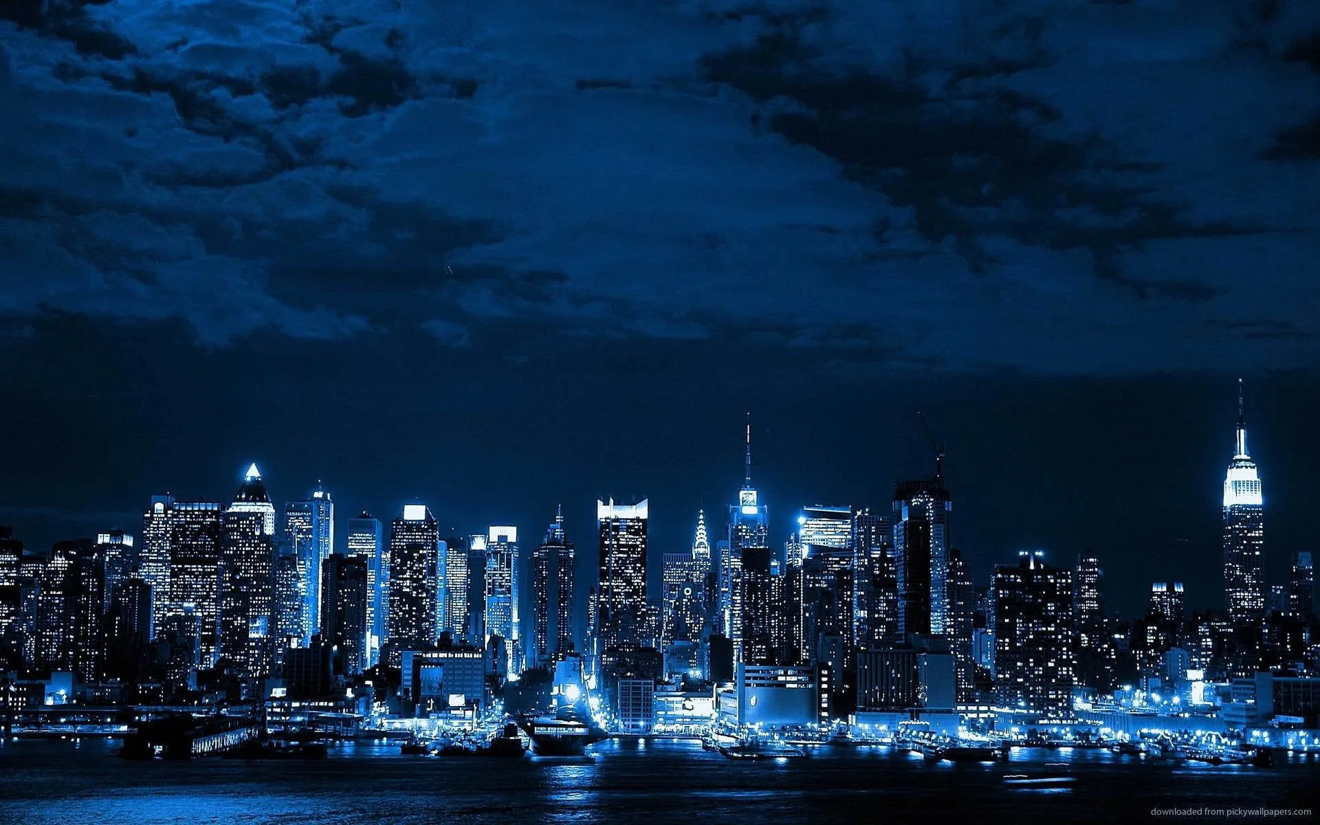 Black High Rise Building, Cityscape, Skyline, Night, Digital Art HD Wallpaper