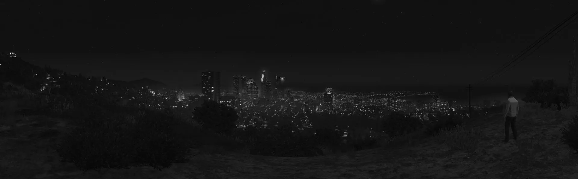 Download City Night Los Santos Black & White Video Game Grand Theft Auto V HD Wallpaperx1764
