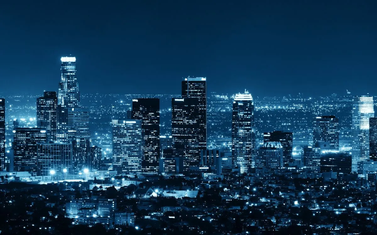 Wallpaper City Skyline During Night Time, Background Free Image