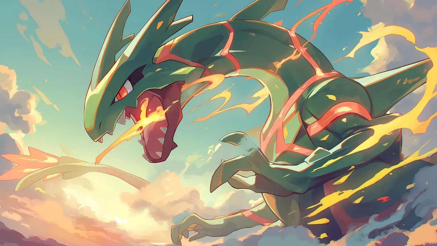 Epic Rayquaza 4K Wallpaper for PC Pokemon Desktop