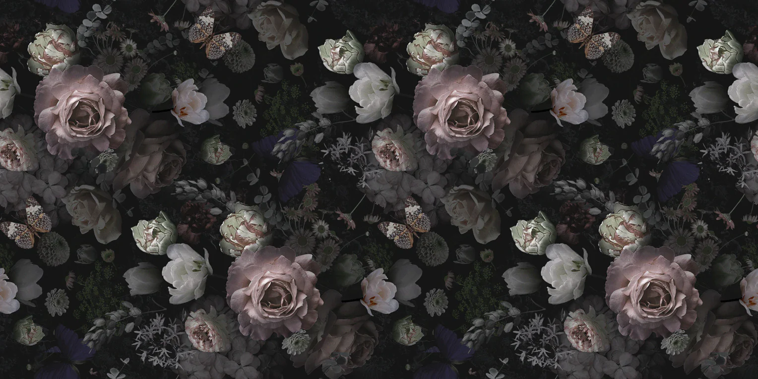 Dark Floral Botanical Garden Mural Wallpaper