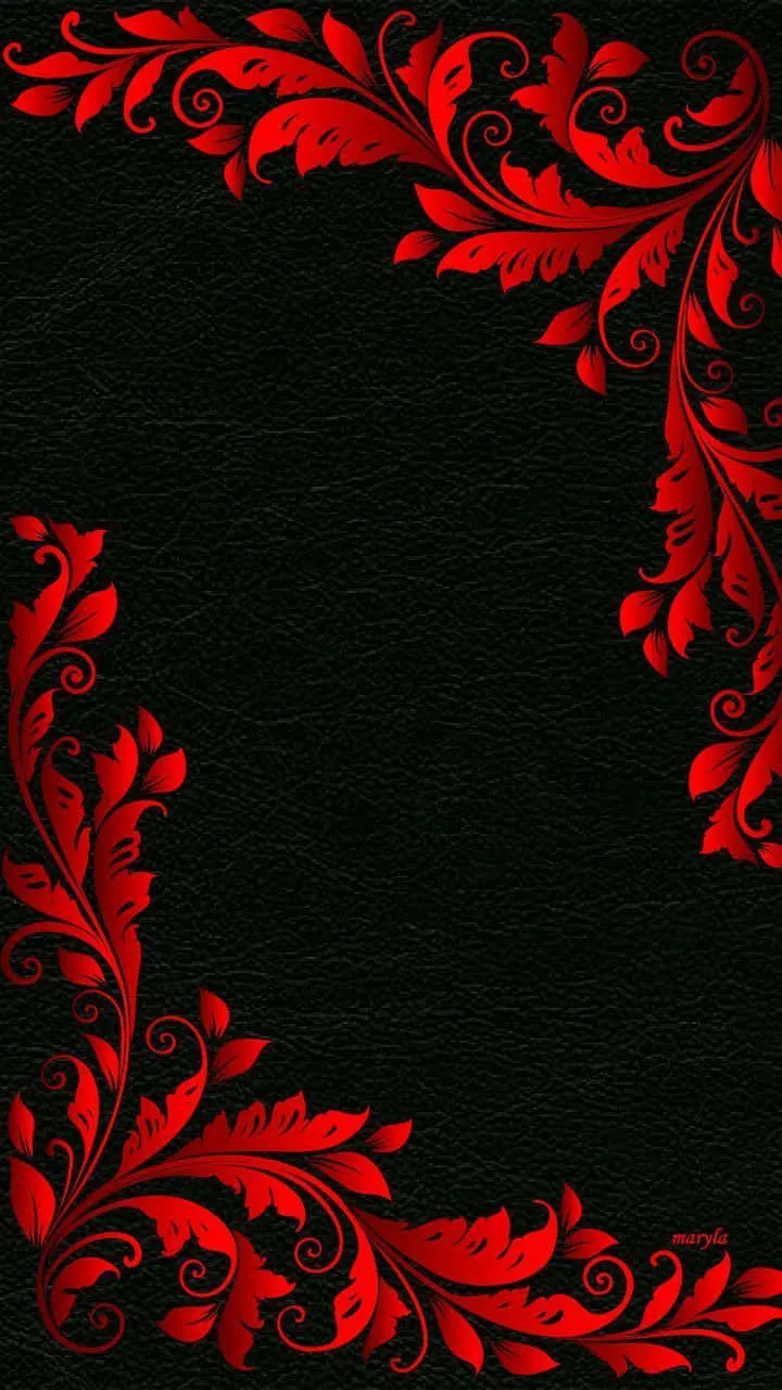 Download A Black Background With Red Floral Pattern Wallpaper