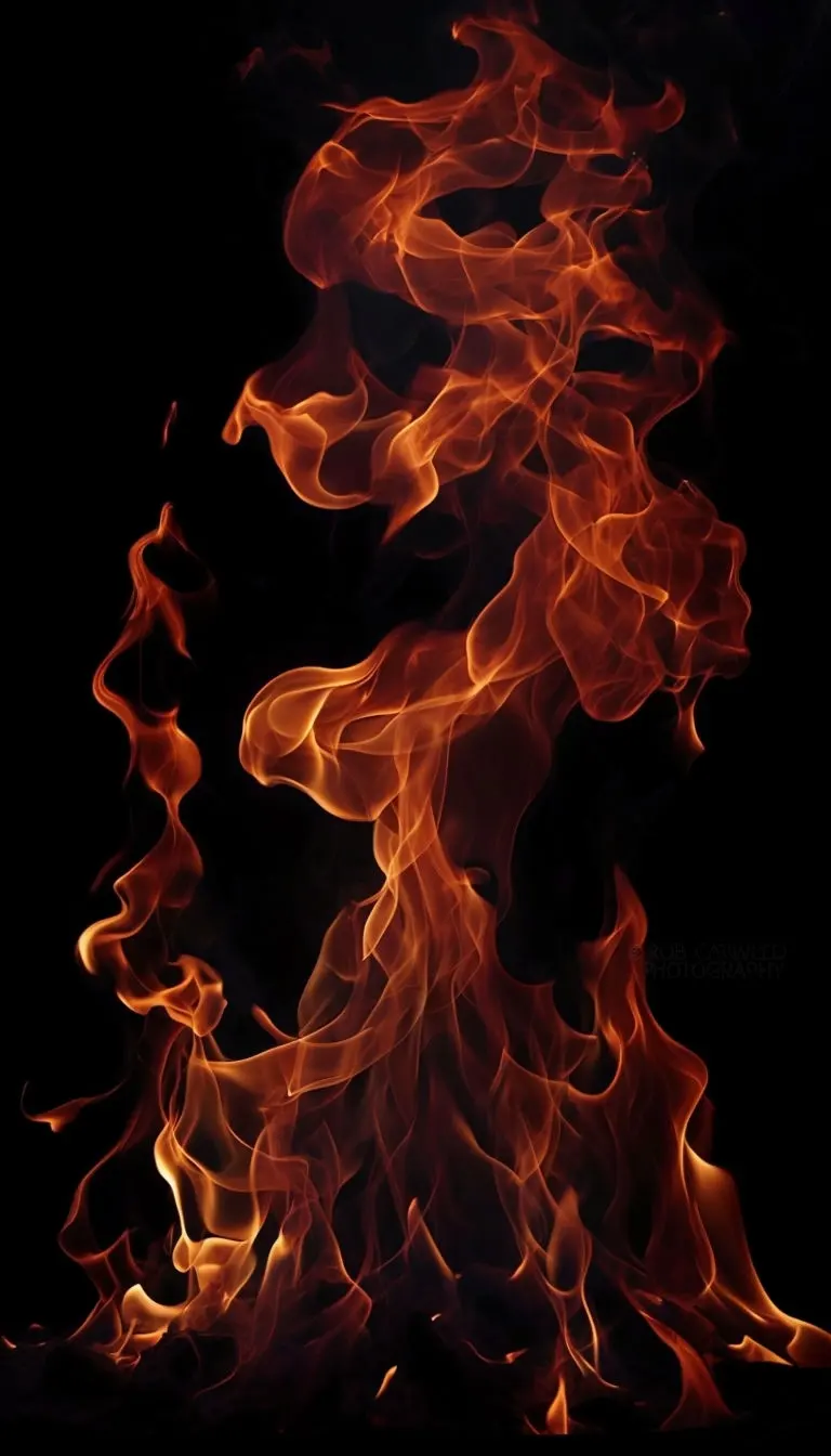 Vivid Flames on Black Background Dramatic Photography Mobile Wallpaper