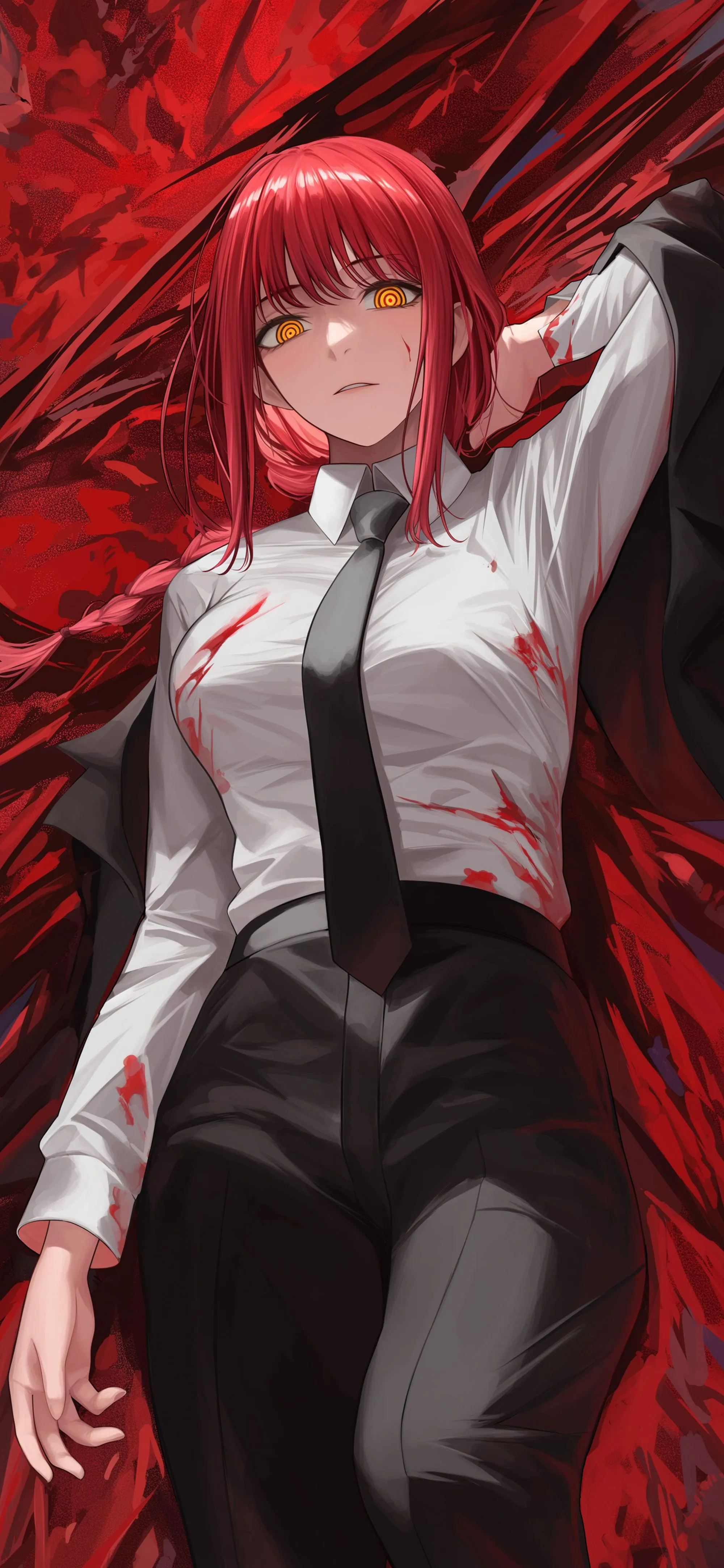 Makima Chainsaw Man Fiery Look Wallpaper