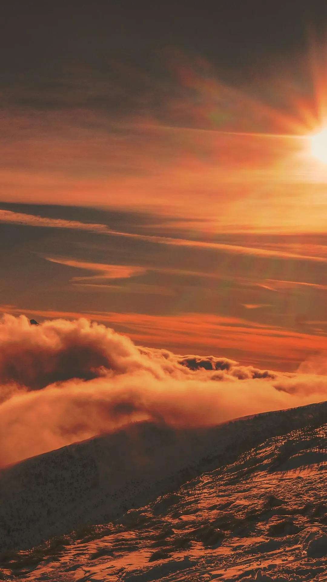 Mountain, Sunset, Nature iPhone Wallpaper