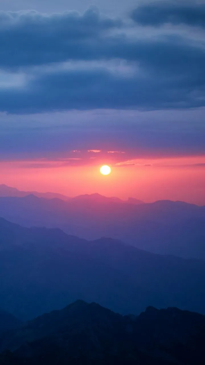 Mountain range Sunset Scenery 5K Wallpaper