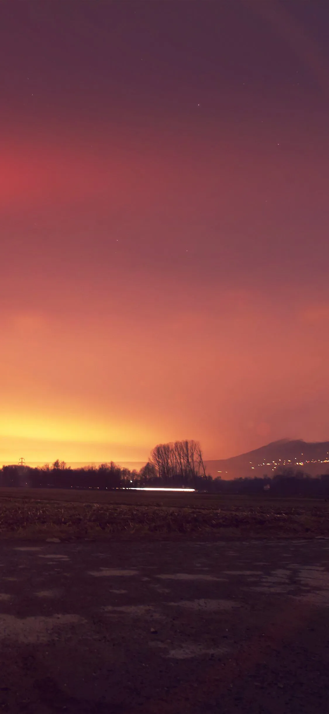 Dawn Nature Sky Sunset Mountain Red Dark Flre Flare iPhone Wallpaper