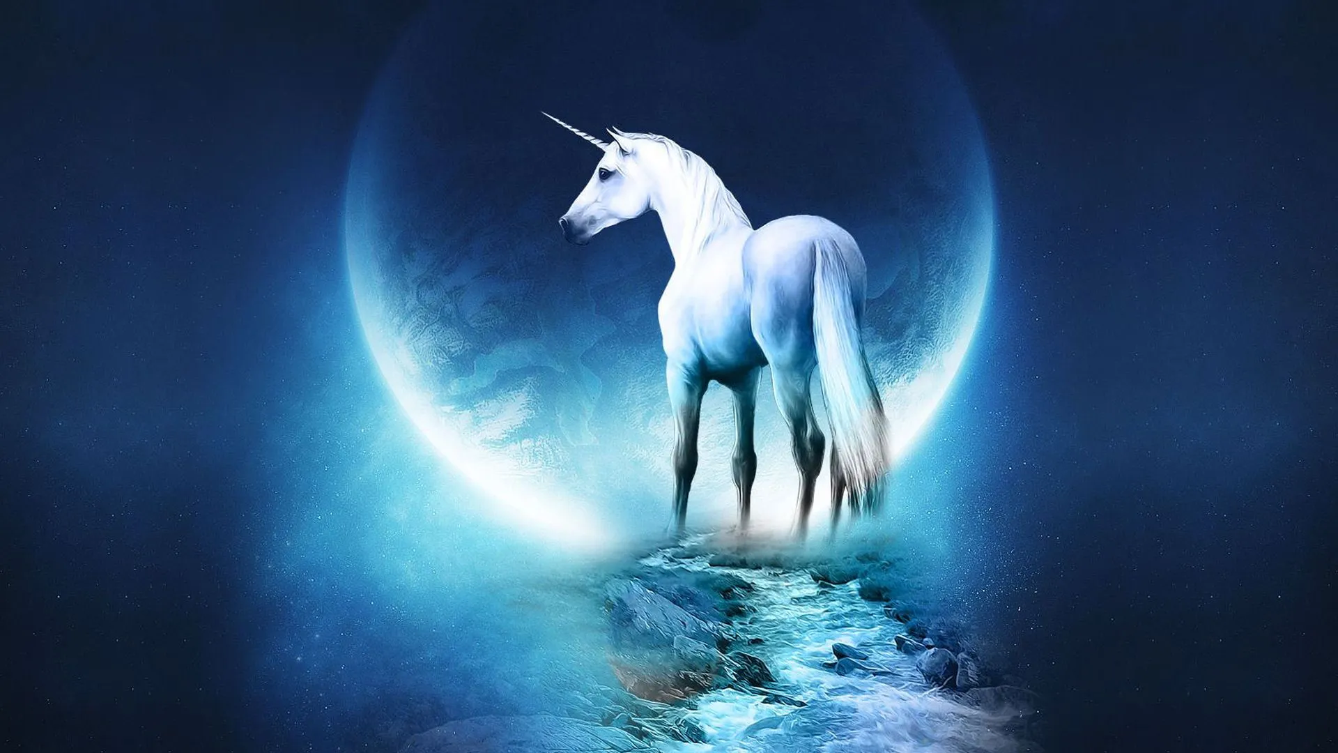 Unicorn Horse Full Moon Wallpaper, HD Artist 4K Wallpaper, Image and Background