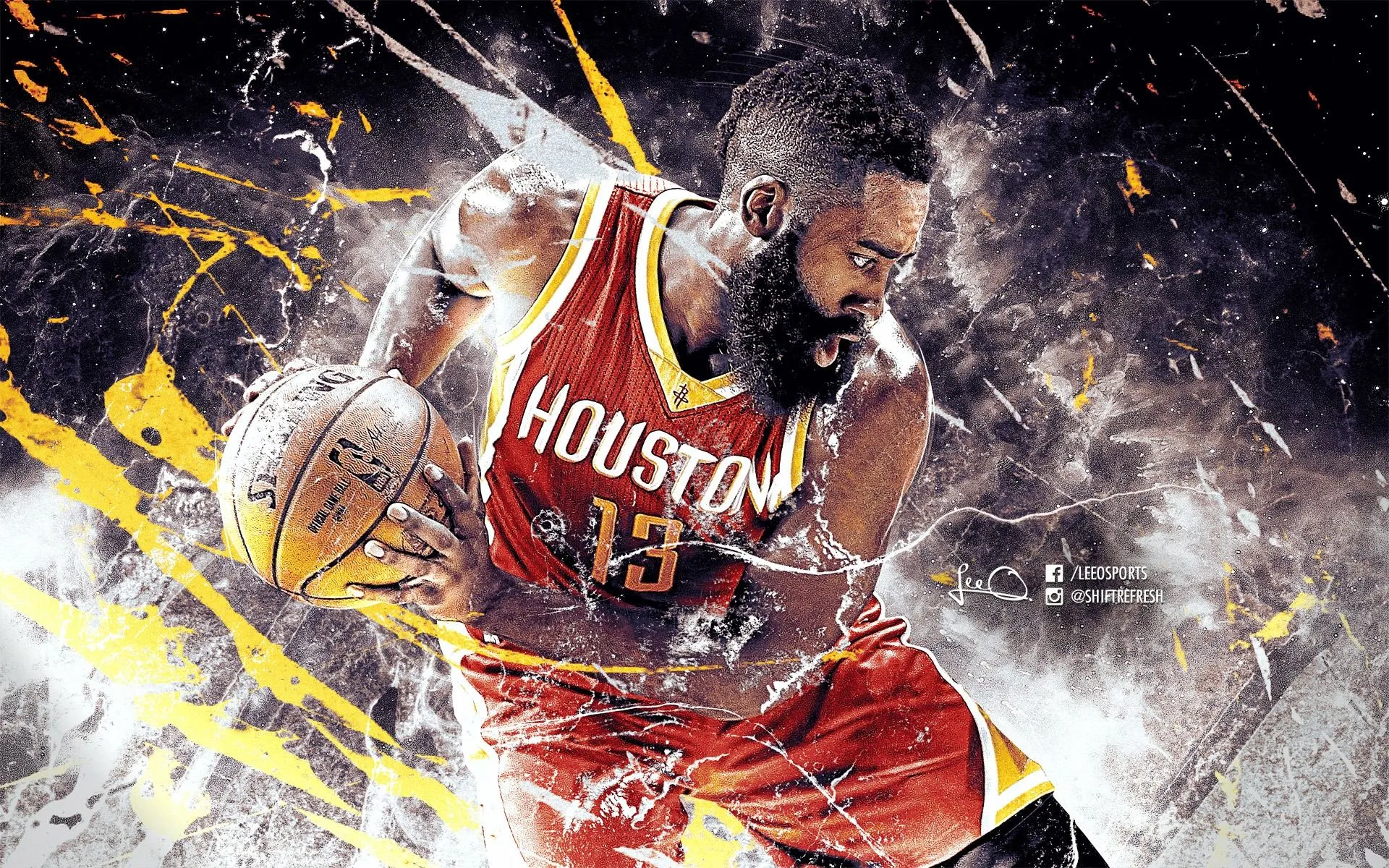 Houston Rockets James Harden 2017 NBA Poster Wallpaper
