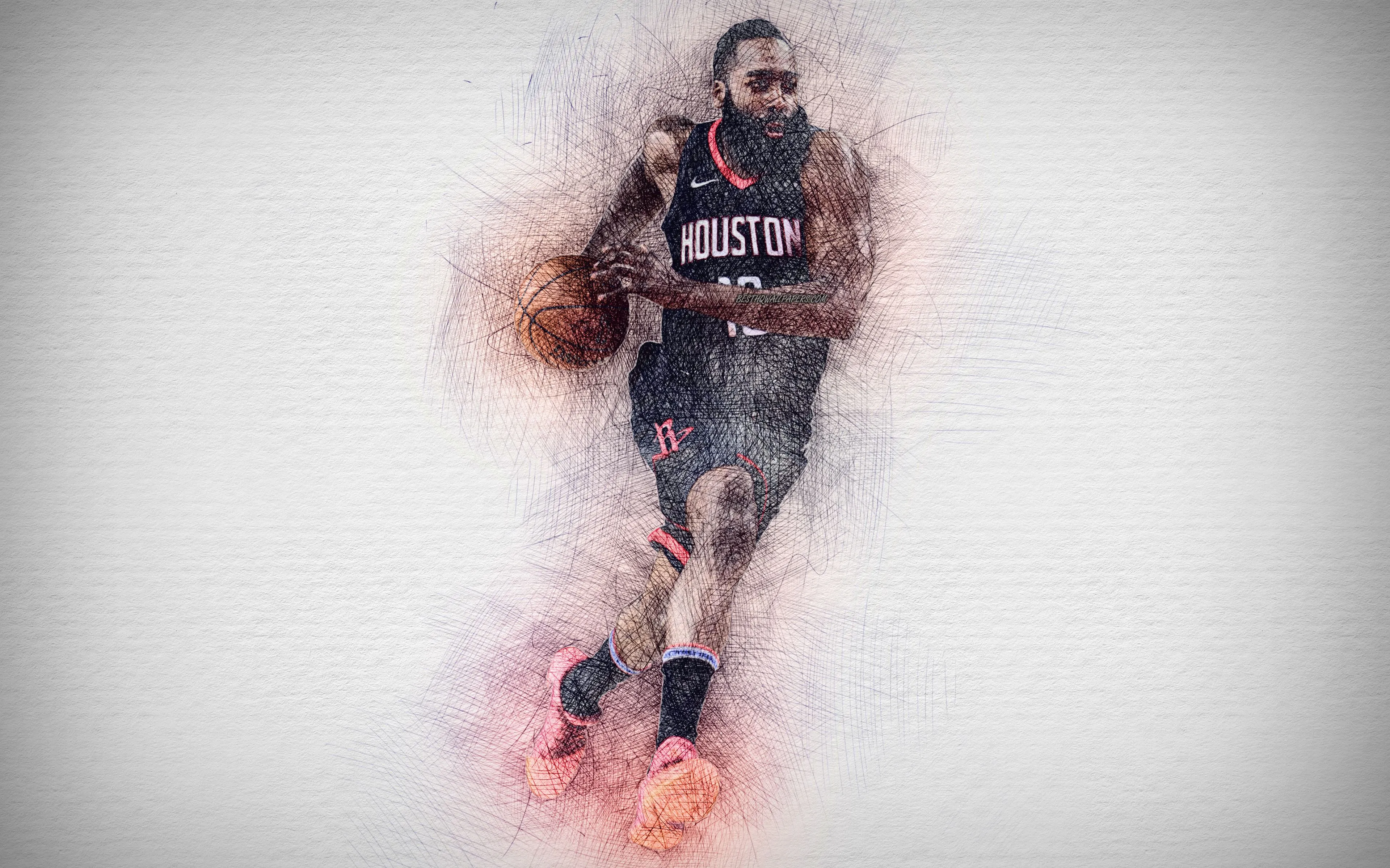 James Harden Dribbling A Basketball HD Wallpaper