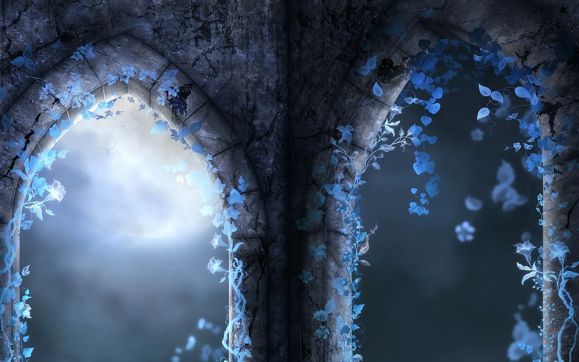 Desktop wallpaper: Fantasy, Artistic, Arch, Gothic, Leaf, Vine 4K free download for PC. 738093