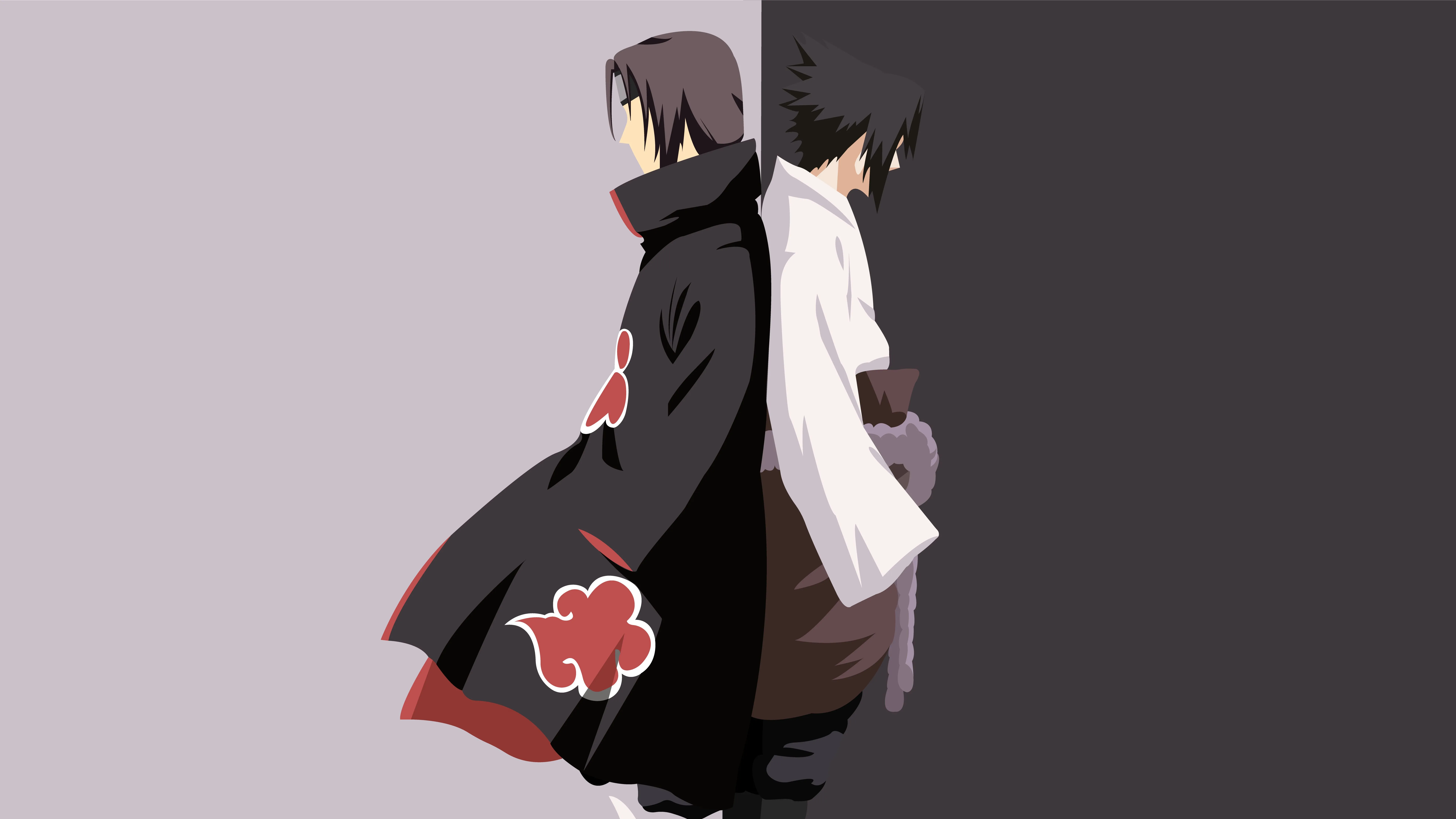 Desktop wallpaper: Itachi Uchiha, Minimalist, Naruto, Anime, Sasuke Uchiha 4K free download for PC. 520207