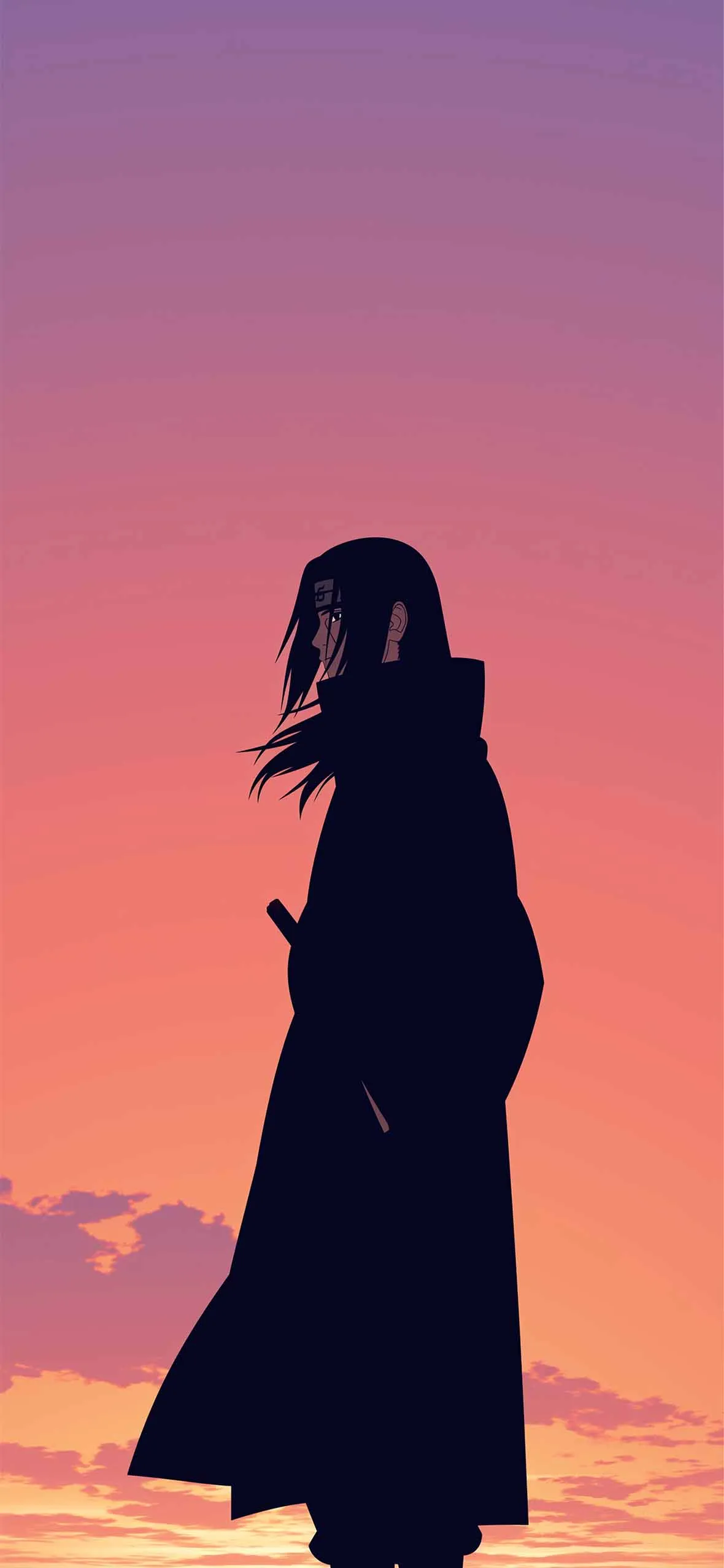 Itachi Uchiha Dark Silhouette Minimalist Naruto Wallpaper iPhone