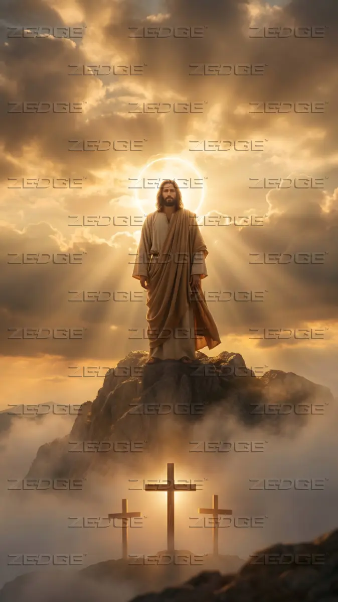 Heavenly Light Jesus Cross 4K Wallpaper wallpaper