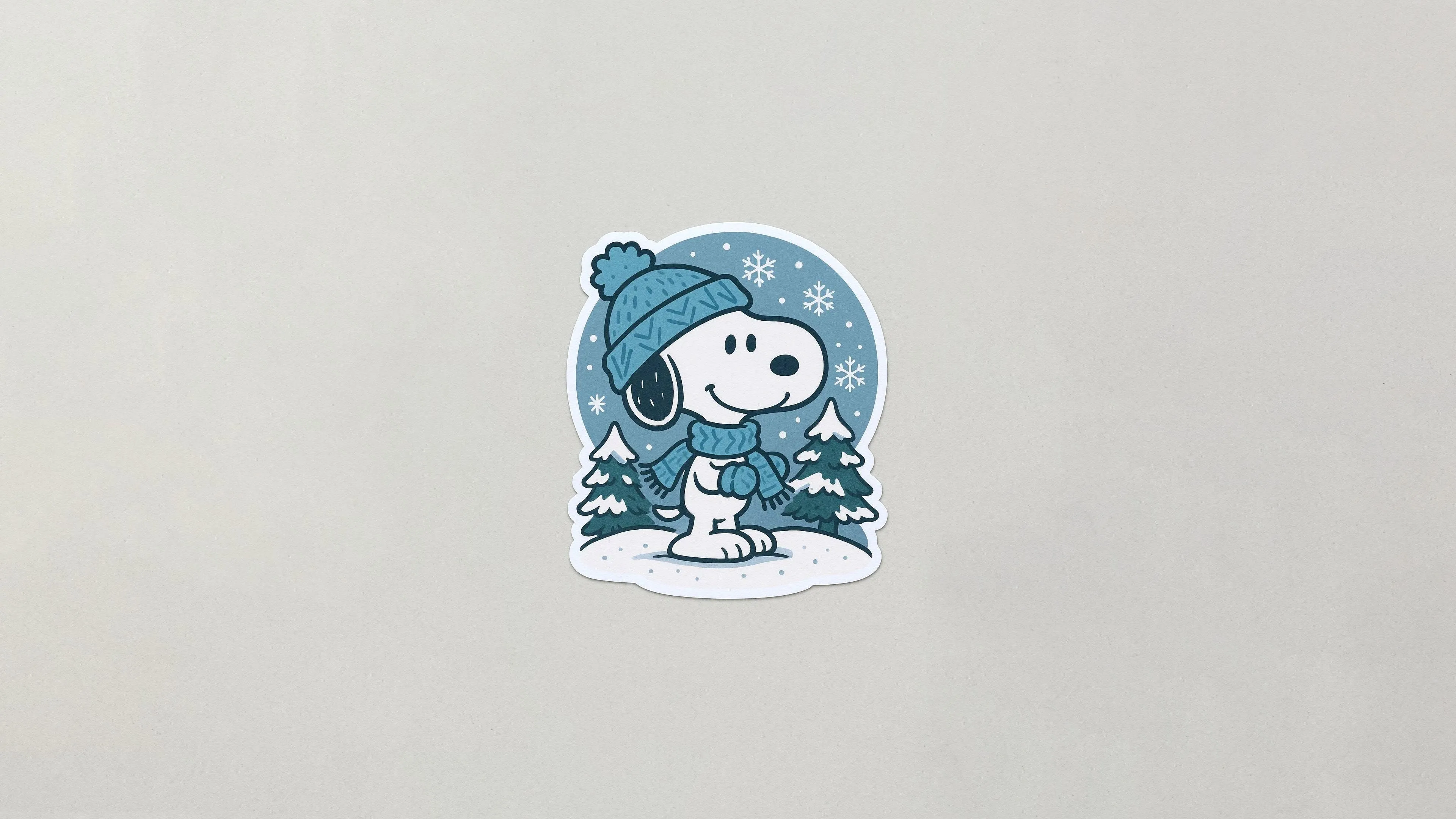 Snoopy in the forest in winter Wallpaper 4K for Desktop
