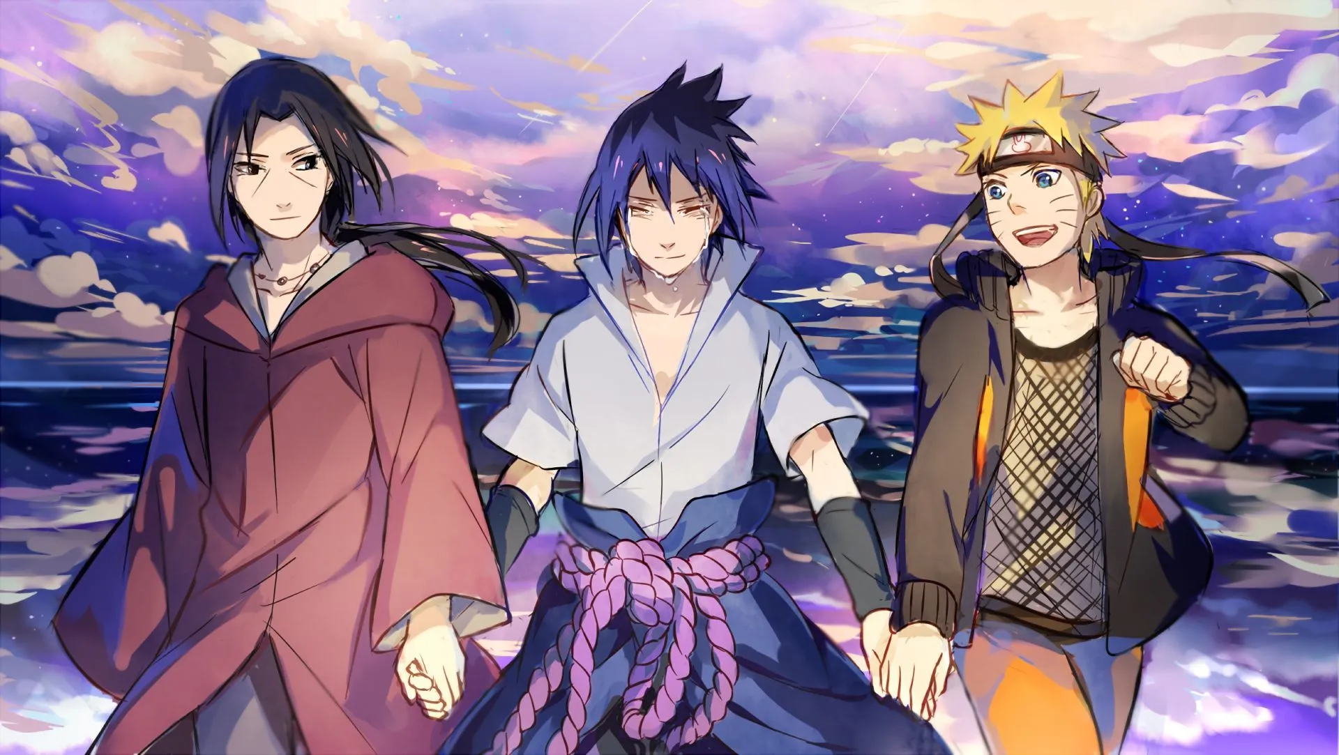 Desktop wallpaper: Naruto, Itachi Uchiha, Sasuke Uchiha, Anime, Black Hair, Blonde, Naruto Uzumaki, Tears 4K free download for PC. 400332