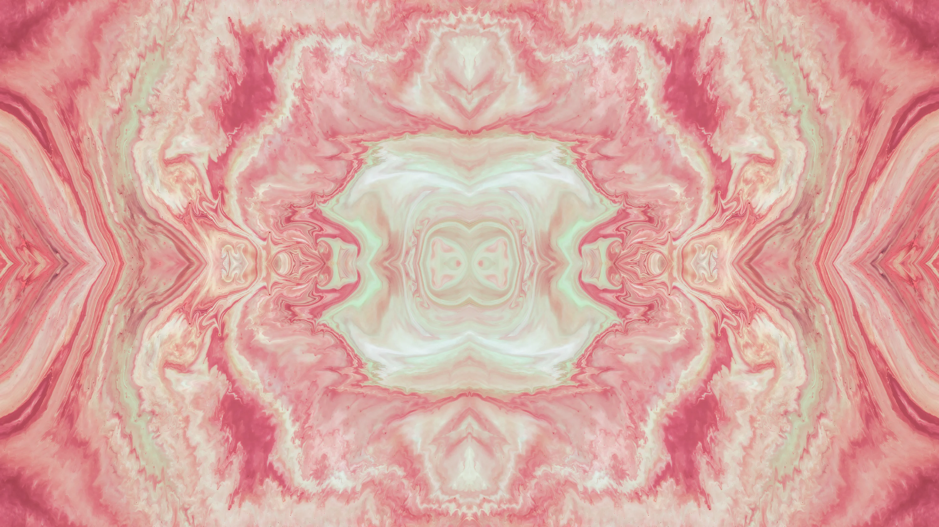 Symmetrical pink and white marbled abstract pattern photo