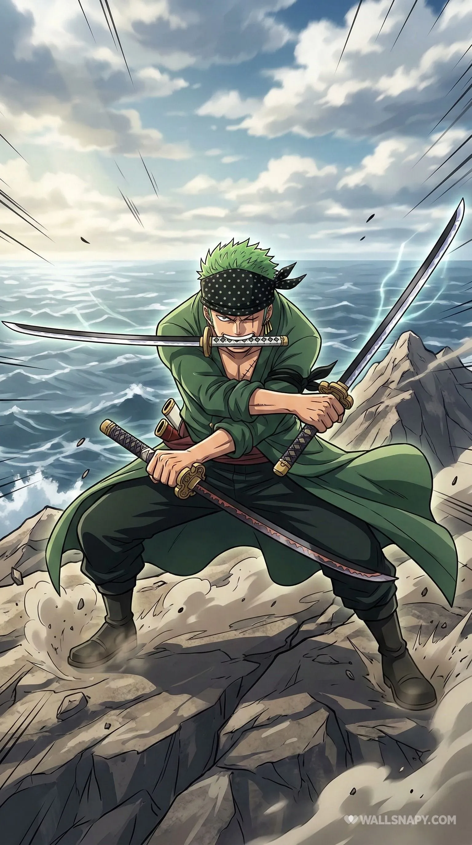Zoro three swordman one piece 4k mobile wallpaper