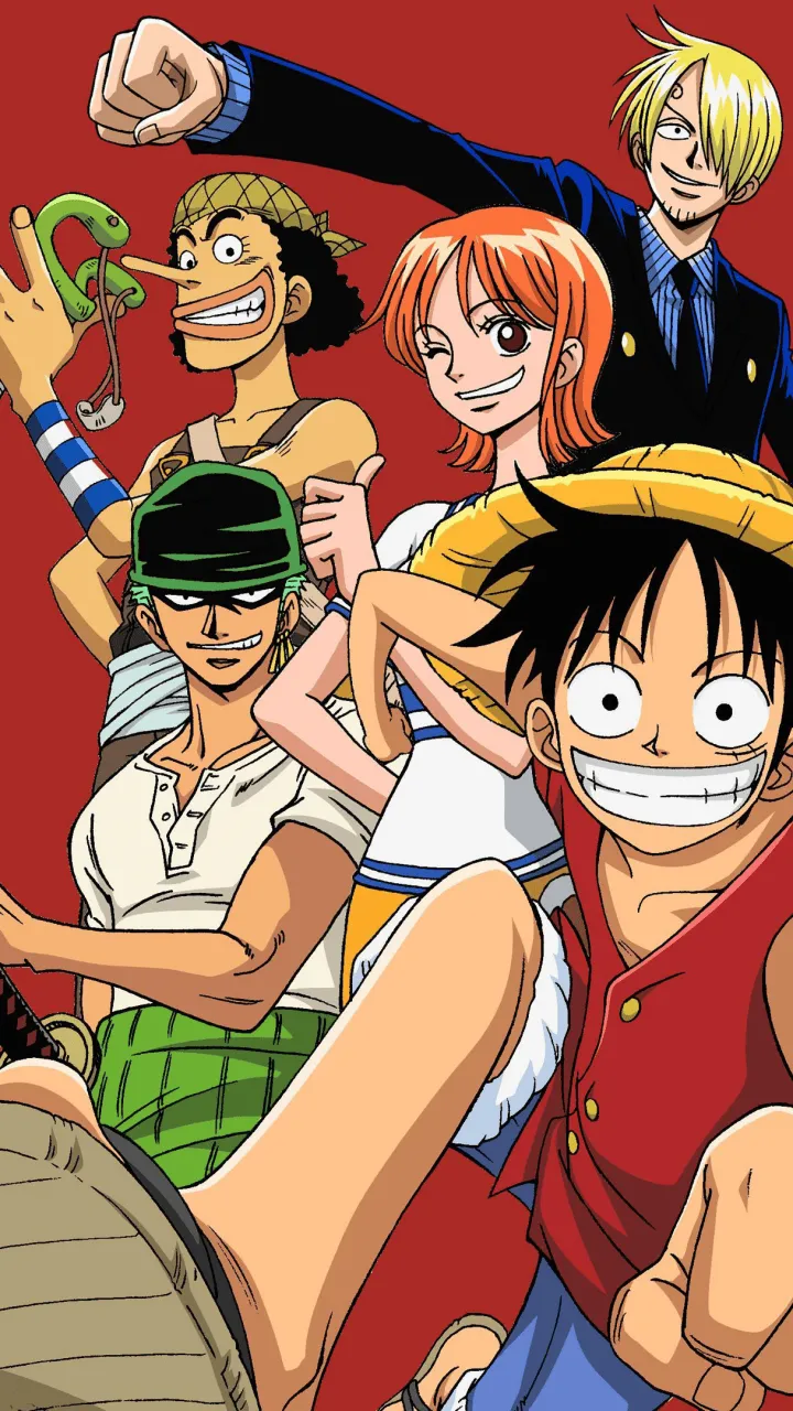 One Piece Wallpaper 4K, Anime series, Red background
