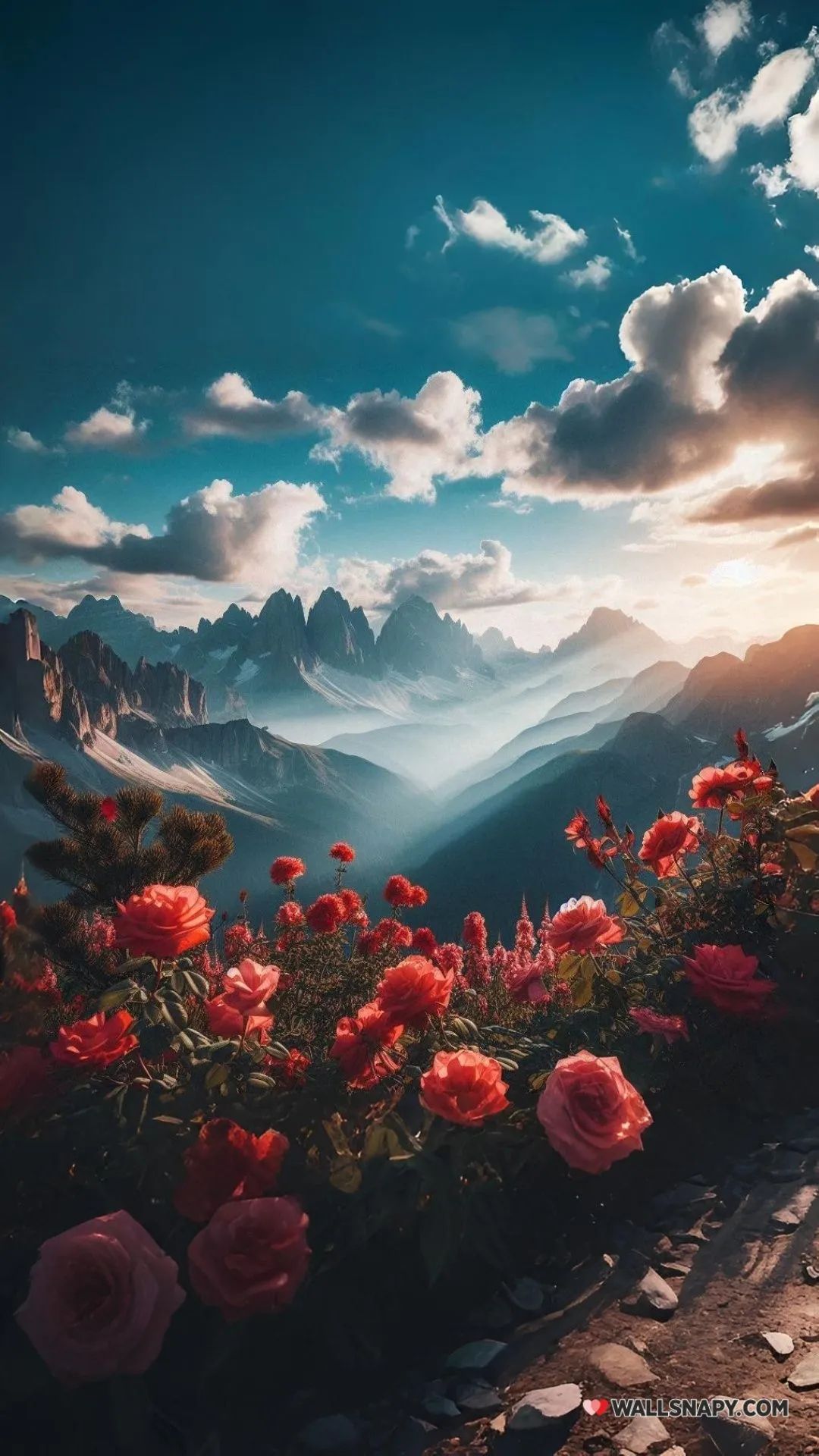 Dreamy scenery nature flowers ai wallpaper 1080p 4k free vertical