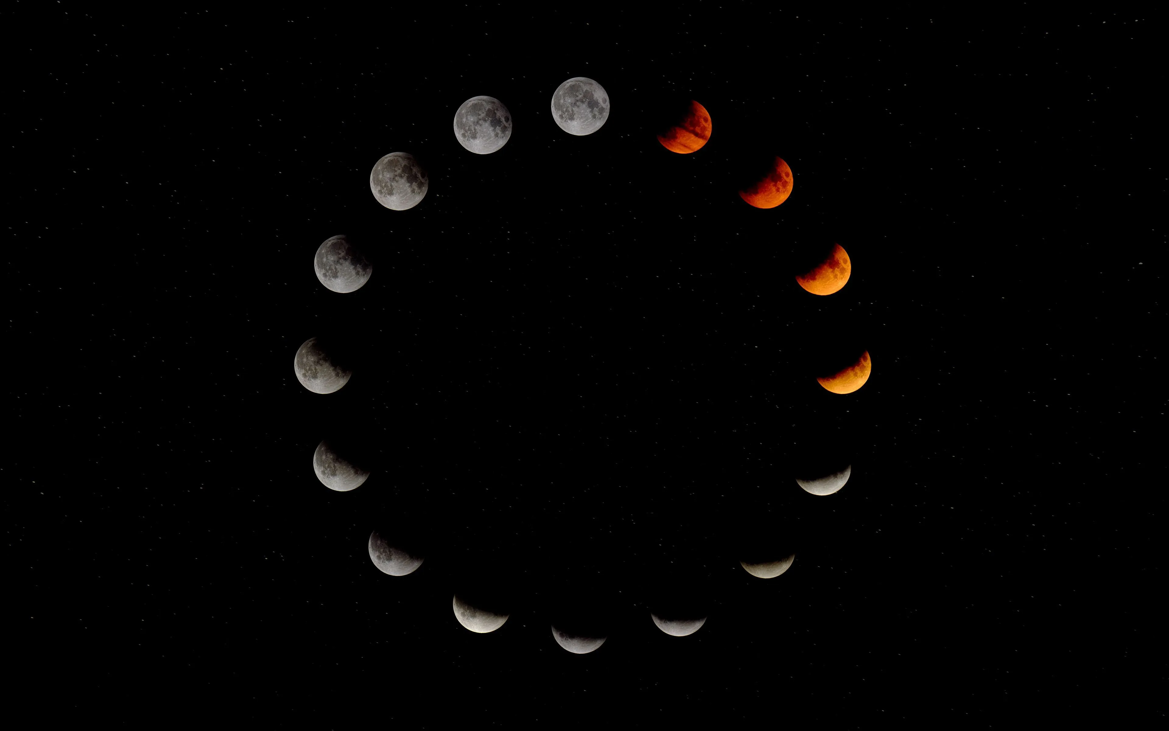 Download wallpaper 3840x2400 moon, phase, eclipse, cycle, astronomy, space 4k ultra HD 16:10 HD background