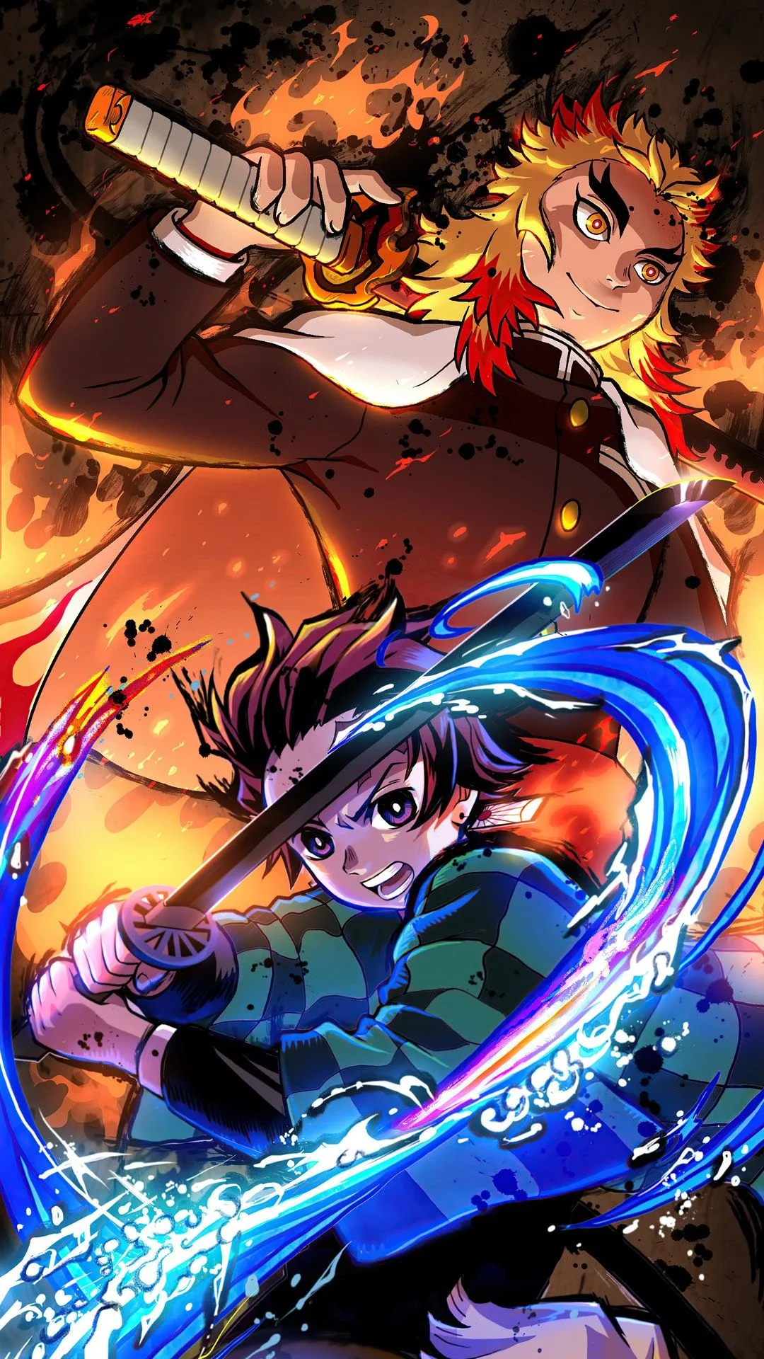 Tanjiro Kamado And Kyojuro Rengoku From Demon Slayer HD Phone Wallpaper