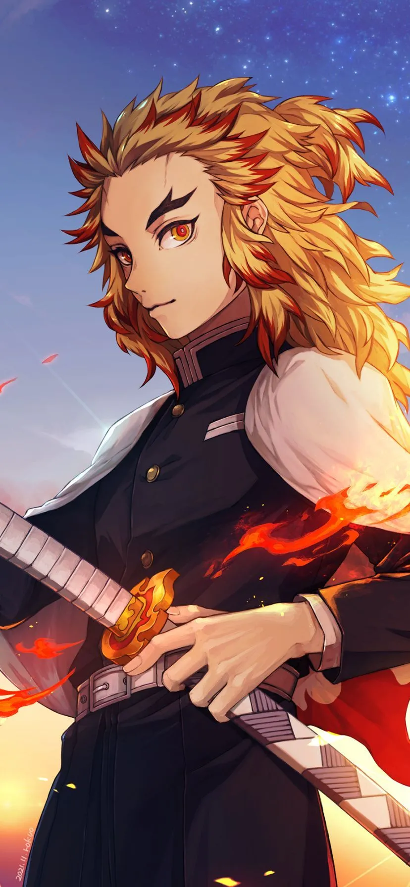Phone wallpaper: Demon Slayer: Kimetsu No Yaiba, Kyojuro Rengoku, Anime 1430661