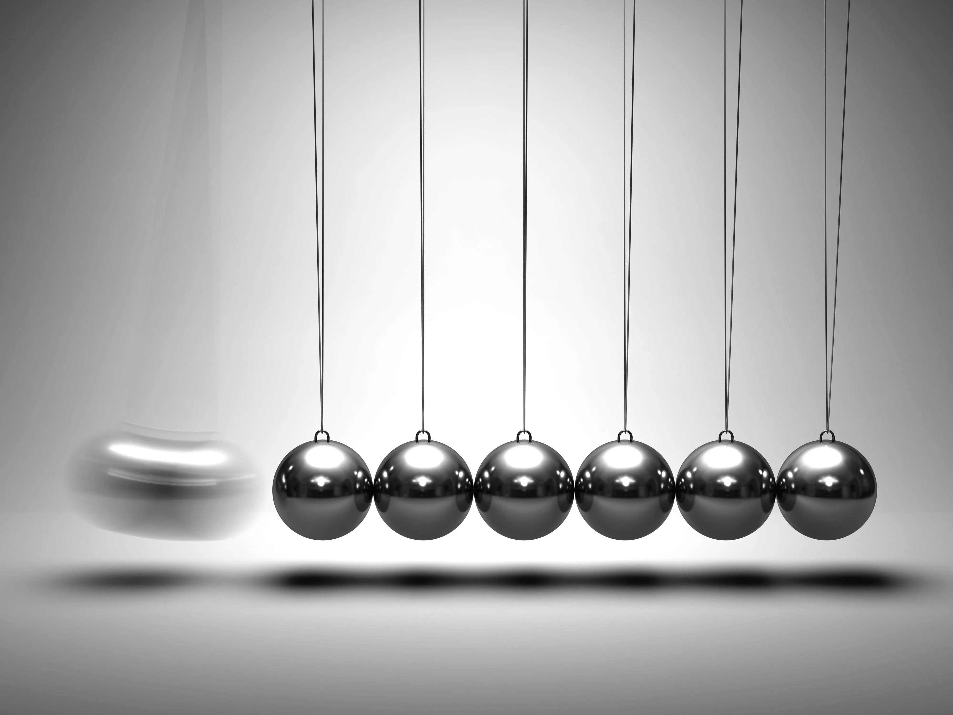 Wallpaper movement, mechanics, physics, metal balls, Newton's cradle for mobile and desktop, section рендеринг, resolution 4000x3000