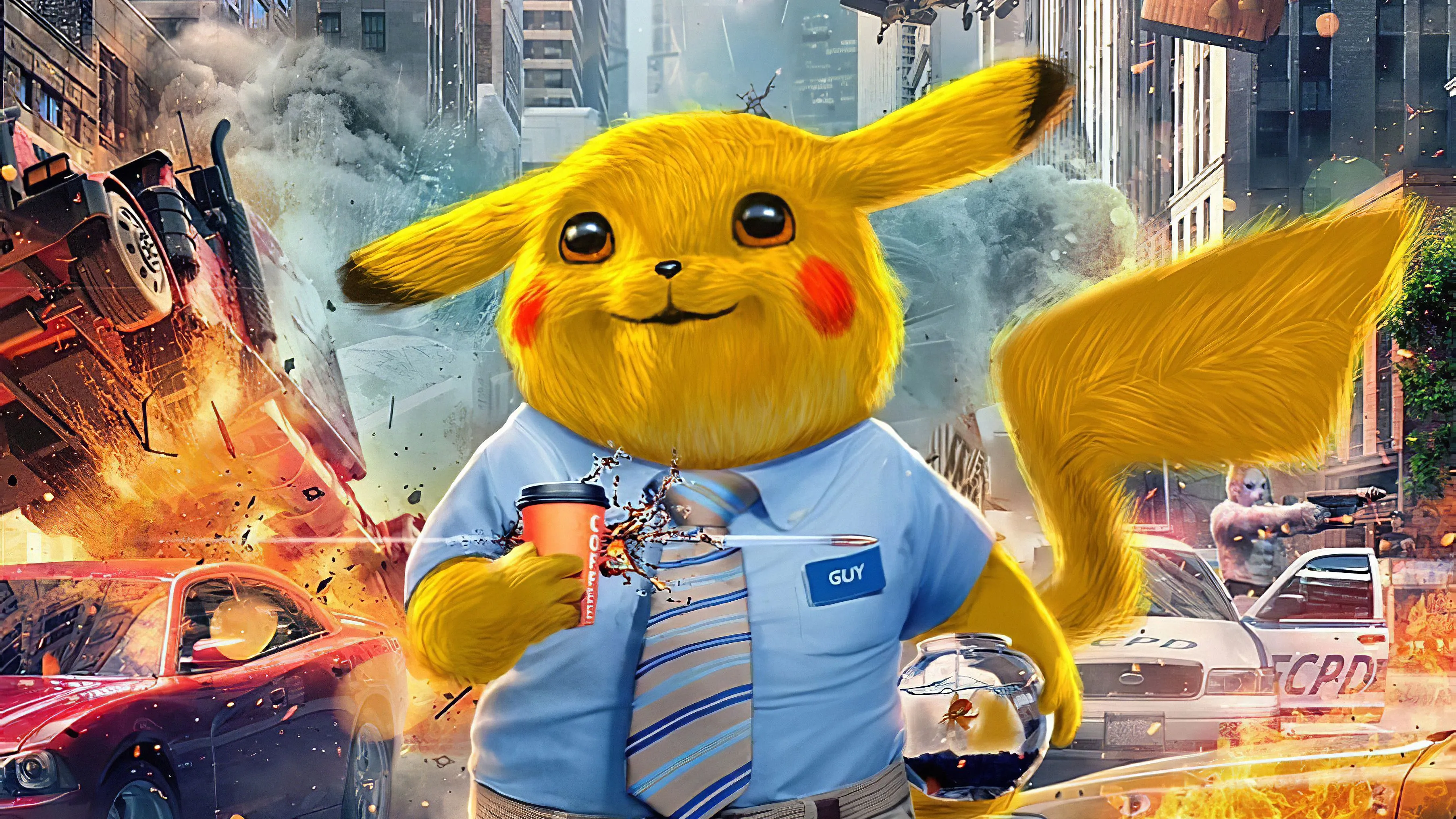 Pikachu as Free Guy Art 4K Wallpaper, HD Movies 4K Wallpaper, Image and Background