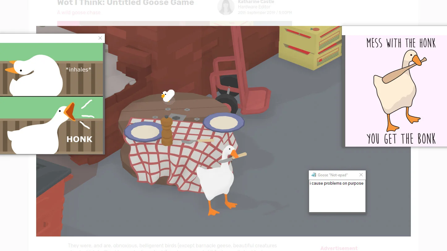 Untitled Goose can now steal your mouse, ruin your desktop. Rock Paper Shotgun