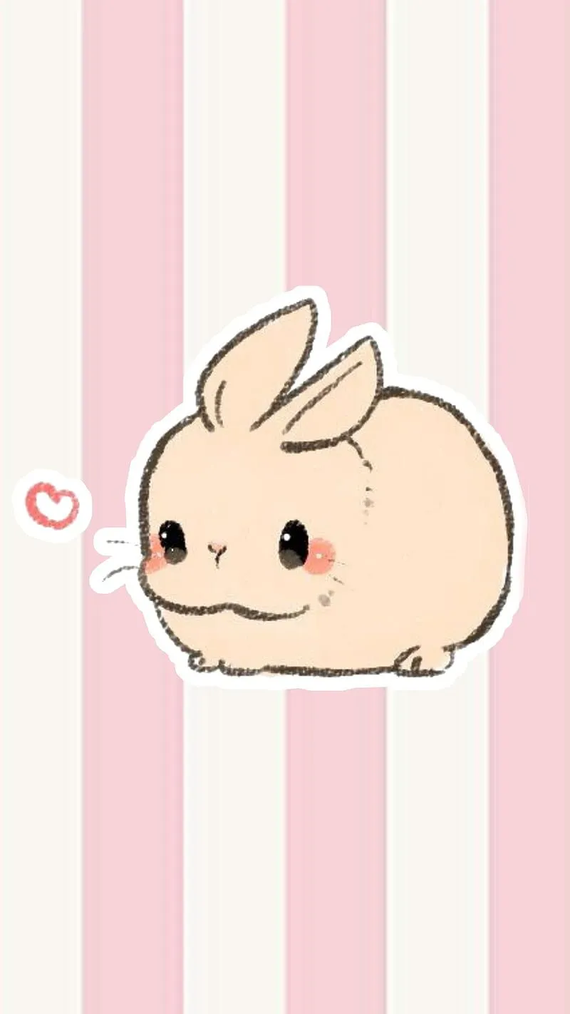 Cute heart bunny, kawaii, stripe, HD phone wallpaper