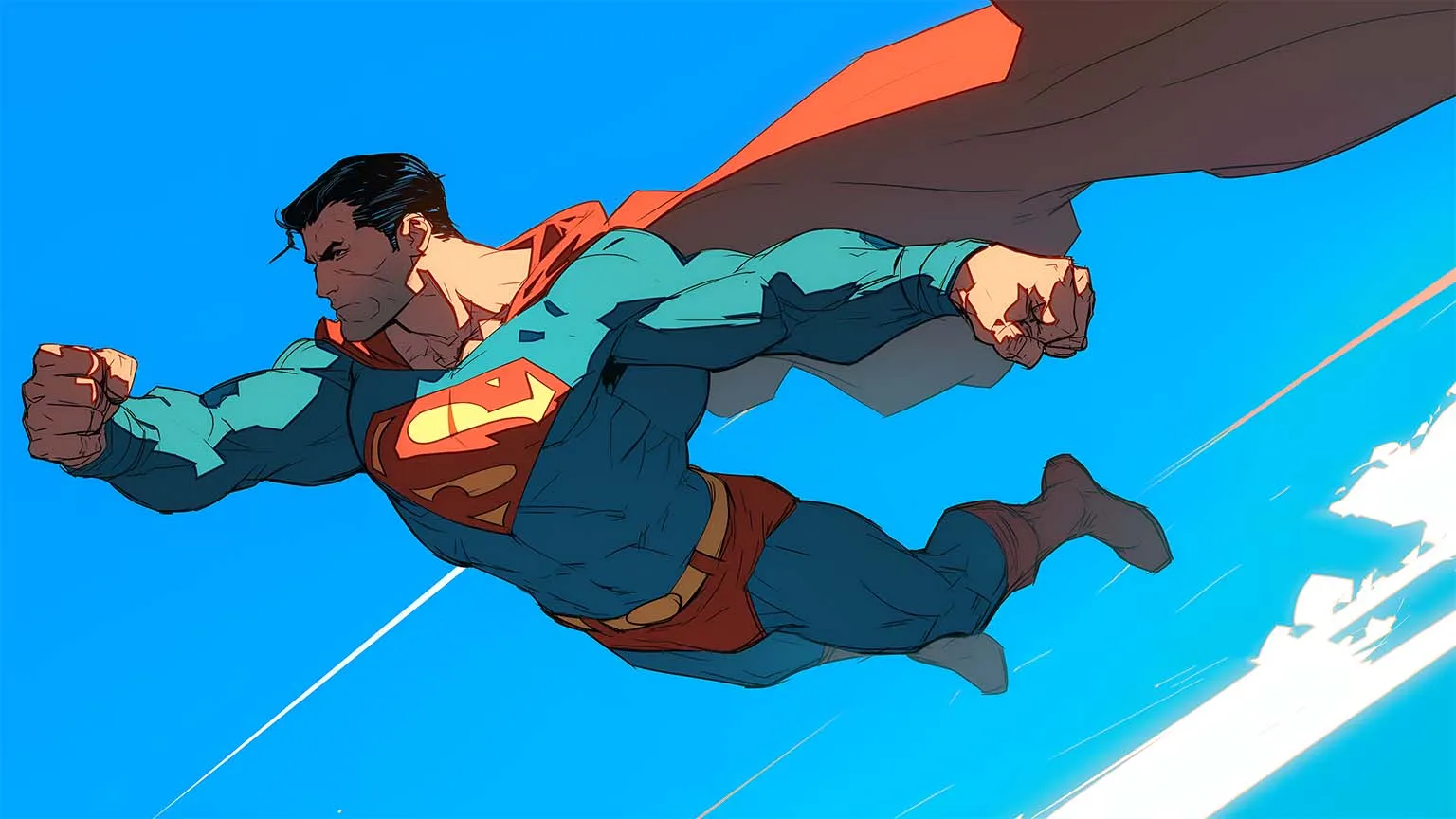 Superman Flying Classic Art Desktop Wallpaper 4K Wallpaper