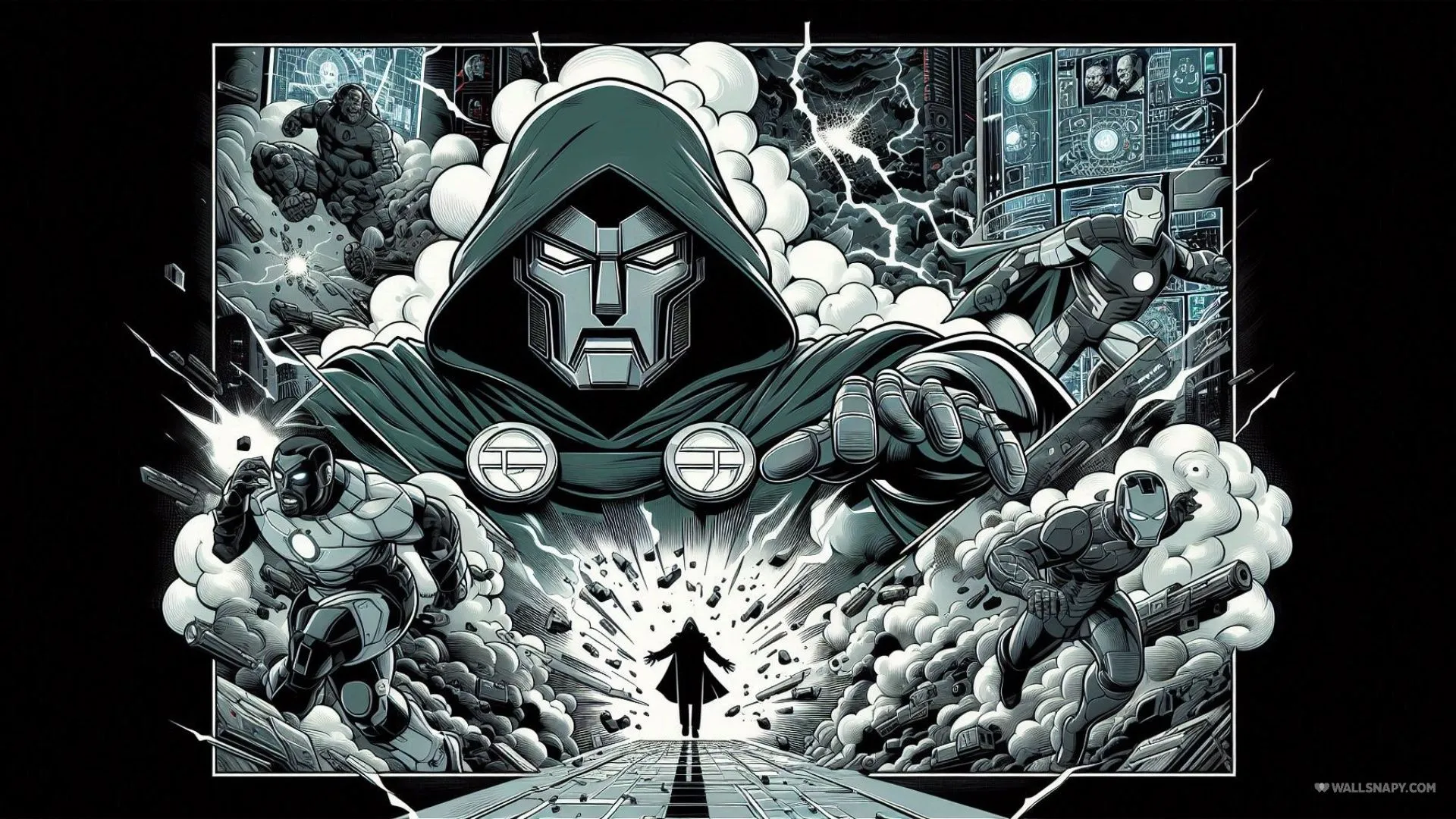 Dr doom villainous comic art 4k desktop wallpaper