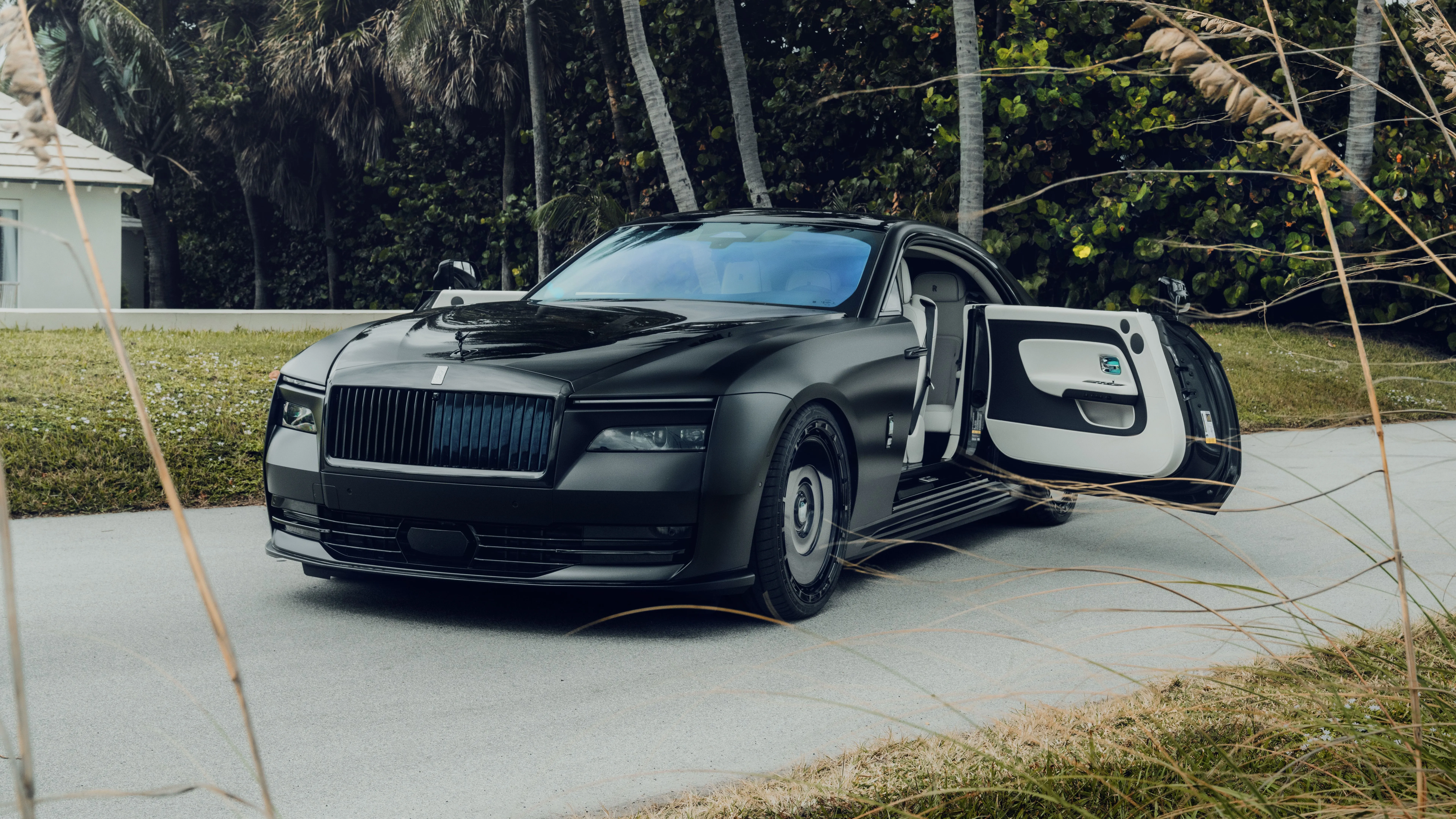 Rolls Royce Spectre Satin Black 8K Wallpaper Car Wallpaper