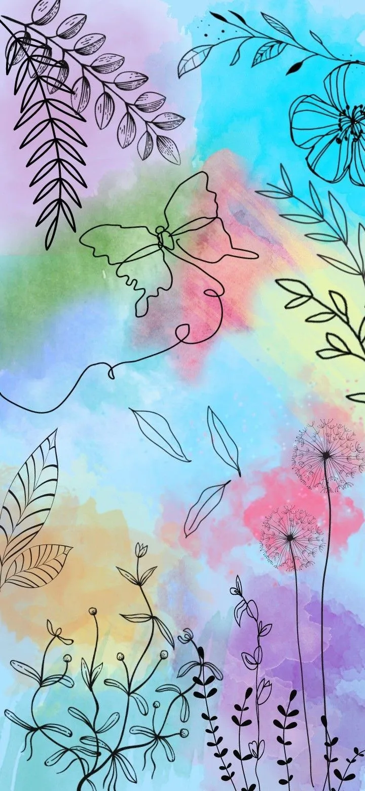Aesthetic doodle art colourful wallpaper