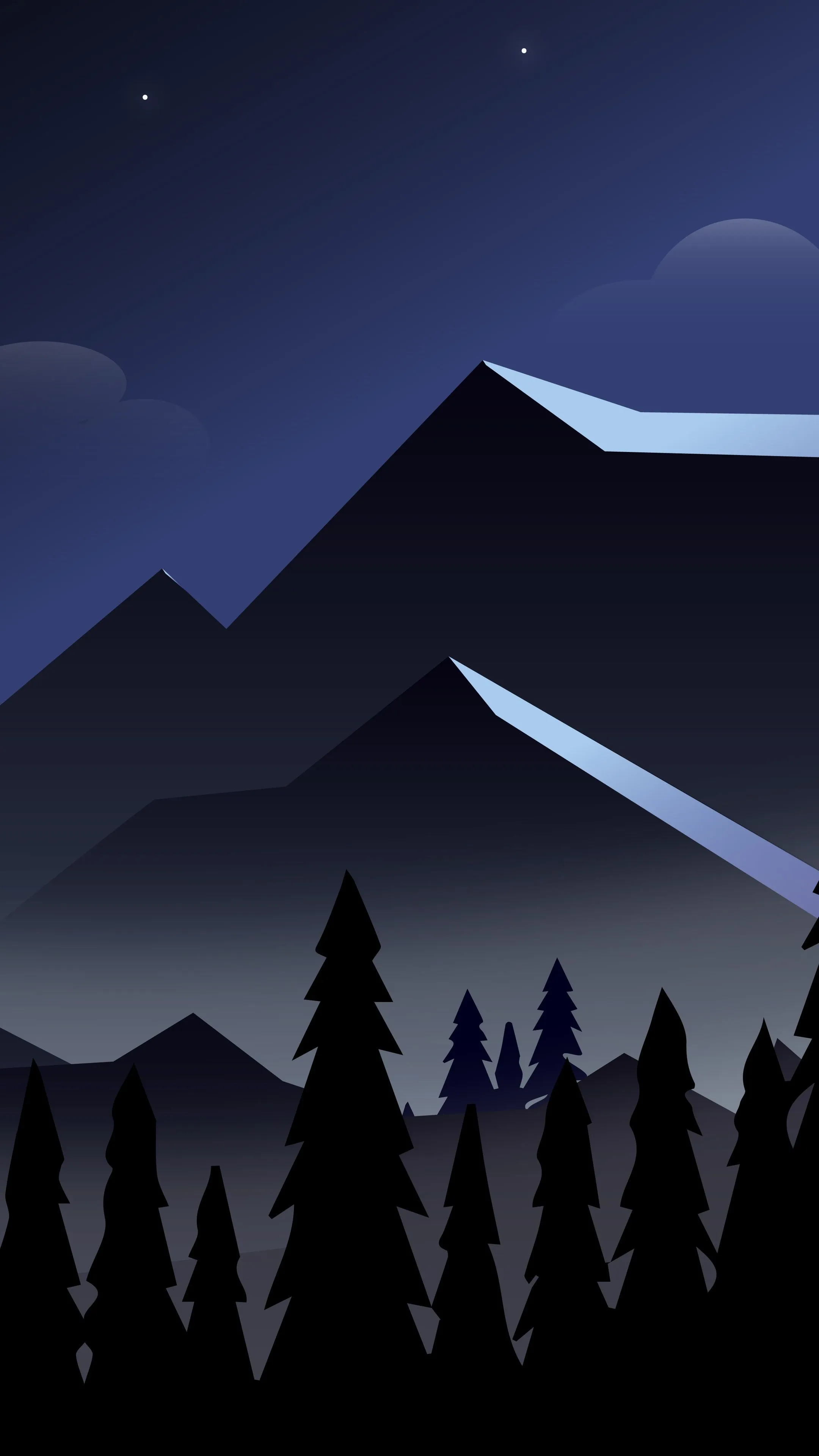 Minimalist Mountain Landscape At Night With Stars HD Phone Wallpaper
