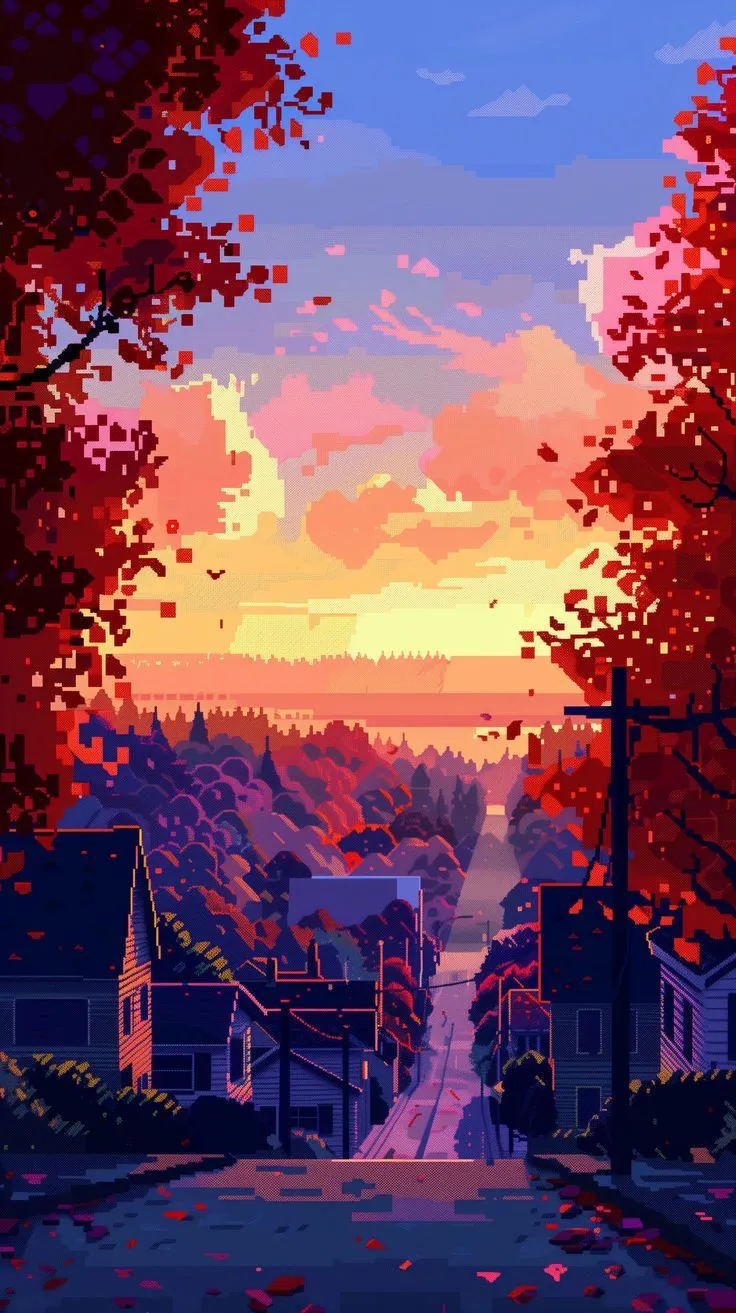 Cozy Pixel Art Town Wallpaper 5