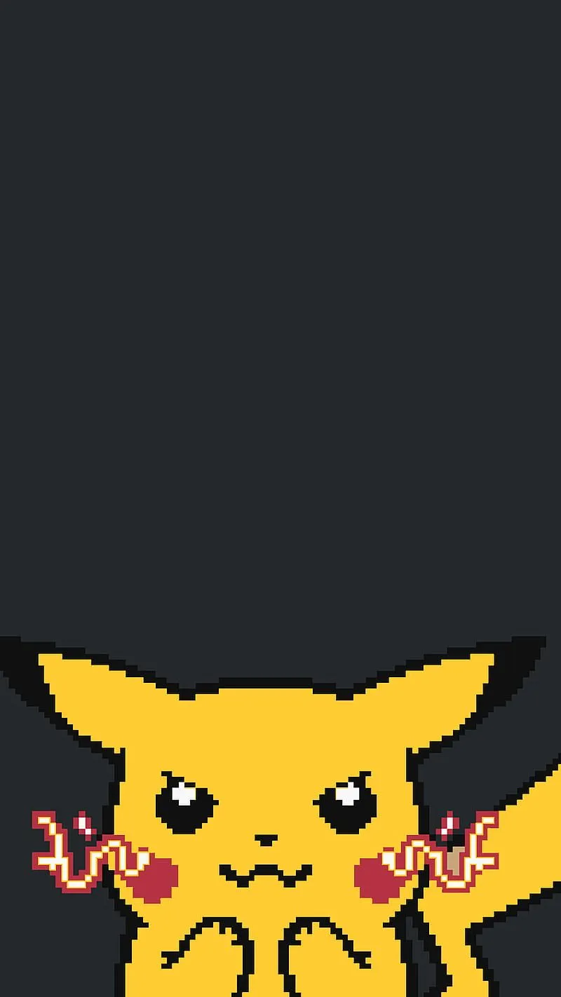 Pixel Art Pikachu, 2018, angry, anime, cute, gris, kawaii, yellow, HD phone wallpaper