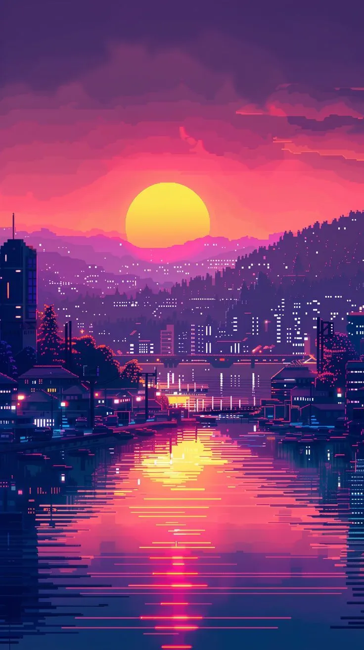 Pixel Art City Wallpaper 3