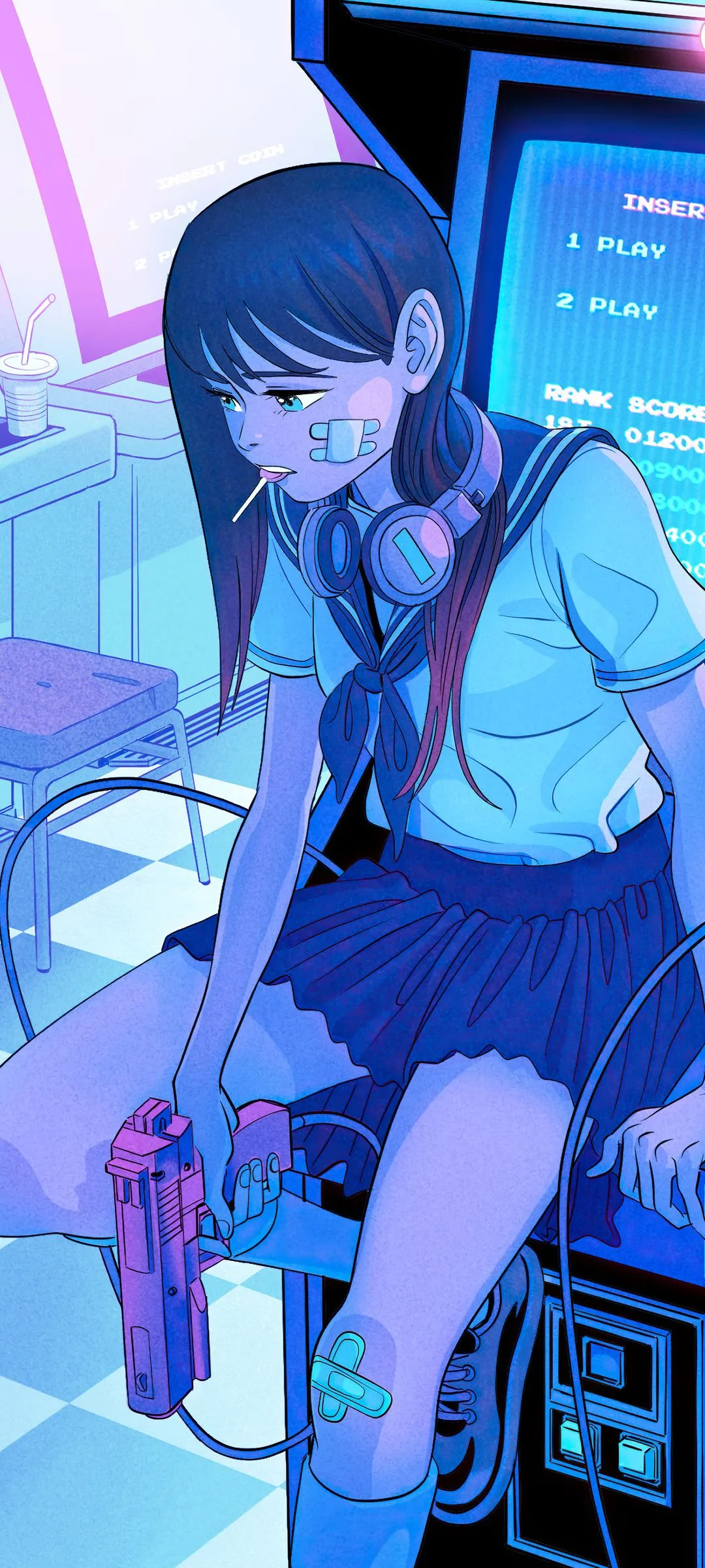 Playing Again Anime Girl Retro Gaming Google Pixel 7 , HD 4k Wallpaper, Image, Background, Photos and Picture
