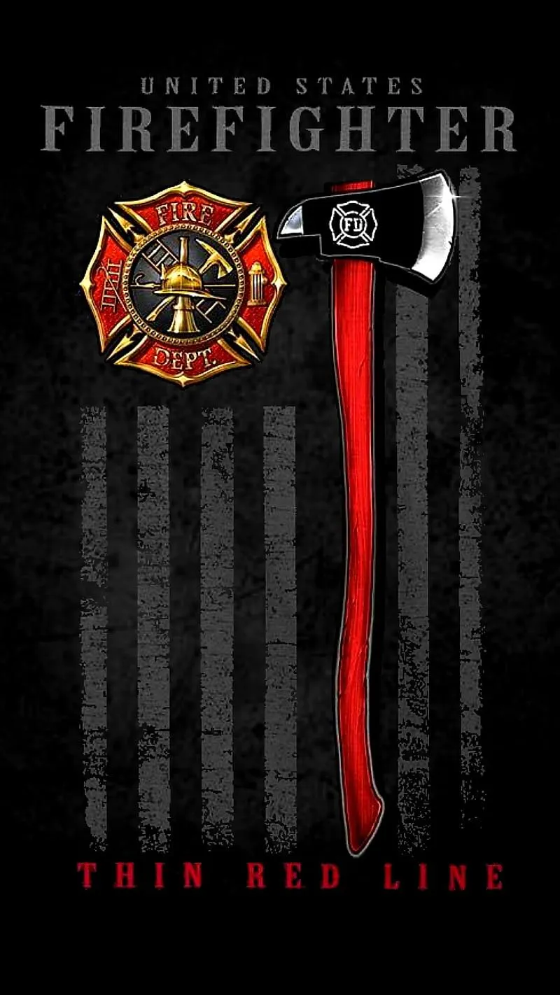 US Firefighter, axe, flag, logo, HD phone wallpaper