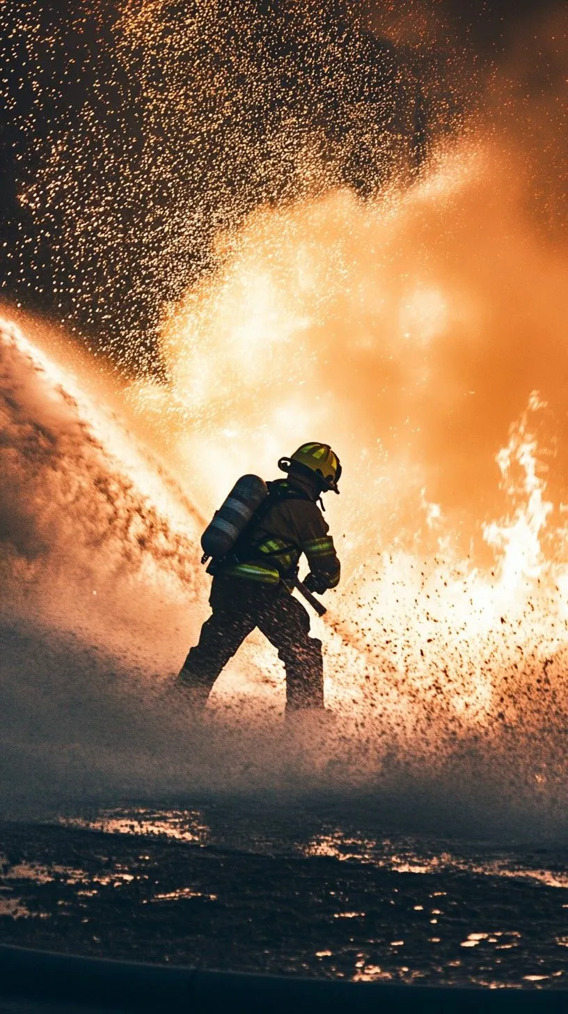 Free Firefighter in Action Image, Fire, Emergency