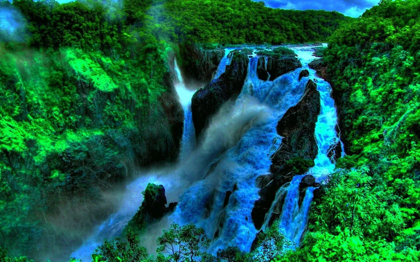 Deep In The Jungle Beautiful Waterfall In Tropical Green Forest Desktop Wallpaper HD 1920x1200, Wallpaper13.com